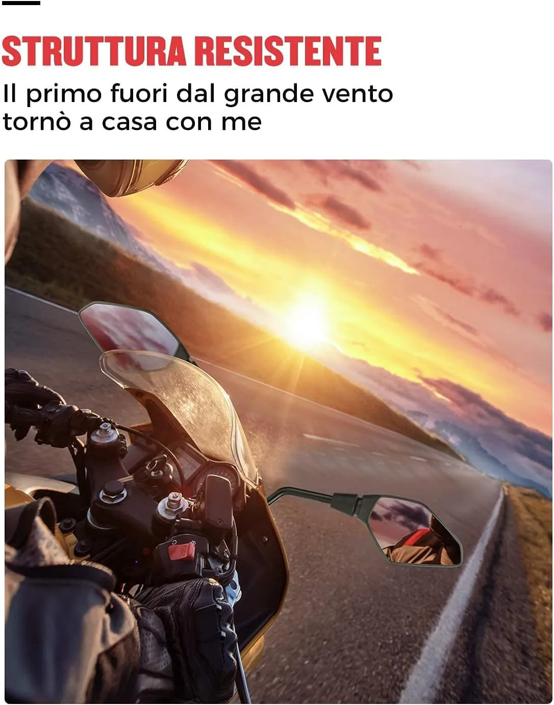KEMIMOTO Specchietti Retrovisori Universali per Moto, Omologati 8mm/10mm, Nero - immagine 8