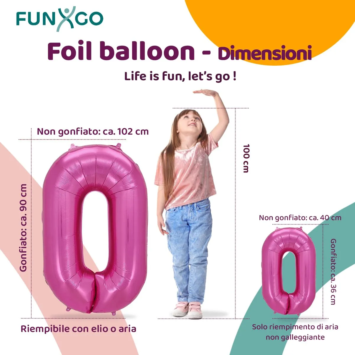 FUNXGO Palloncino Numero 0 Rosa - immagine 2