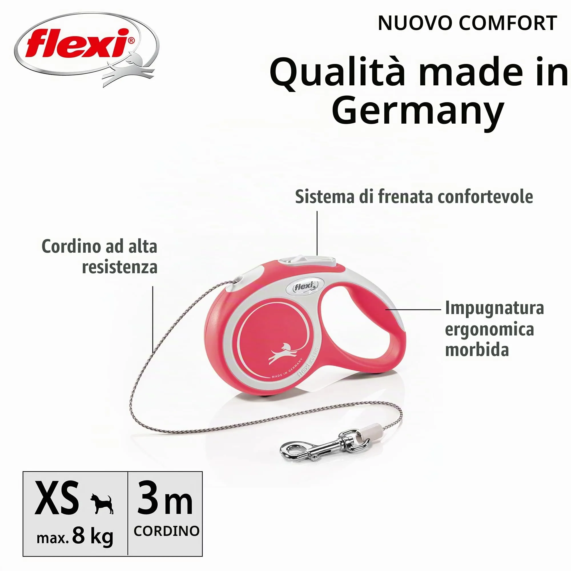 Flexi Guinzaglio per cani estensibile, Rosso, Extra small - immagine 2