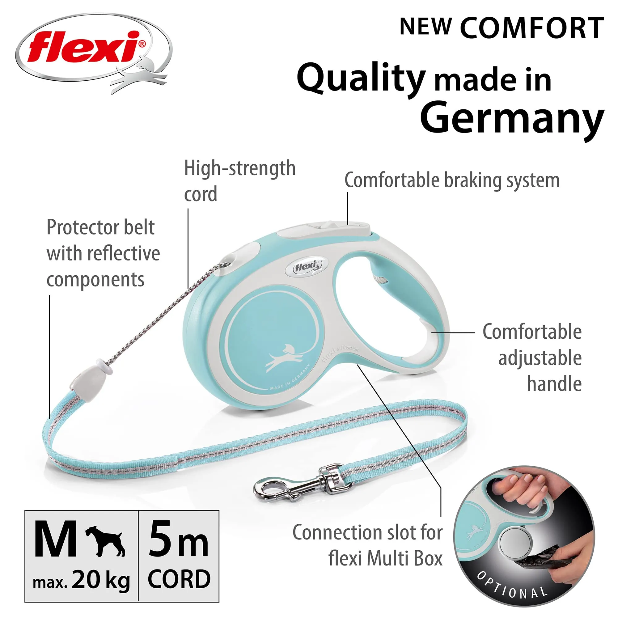 Flexi Comfort Guinzaglio Retrattile - Blu - 250 g - immagine 2