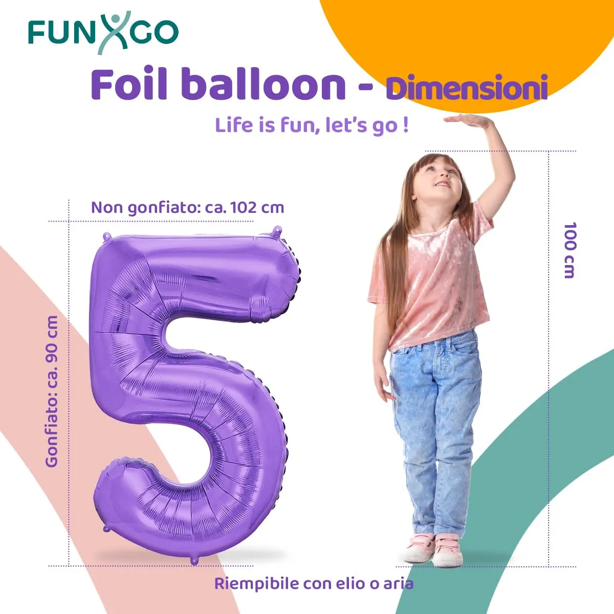 FUNXGO Palloncino Numero 5 Viola - immagine 2