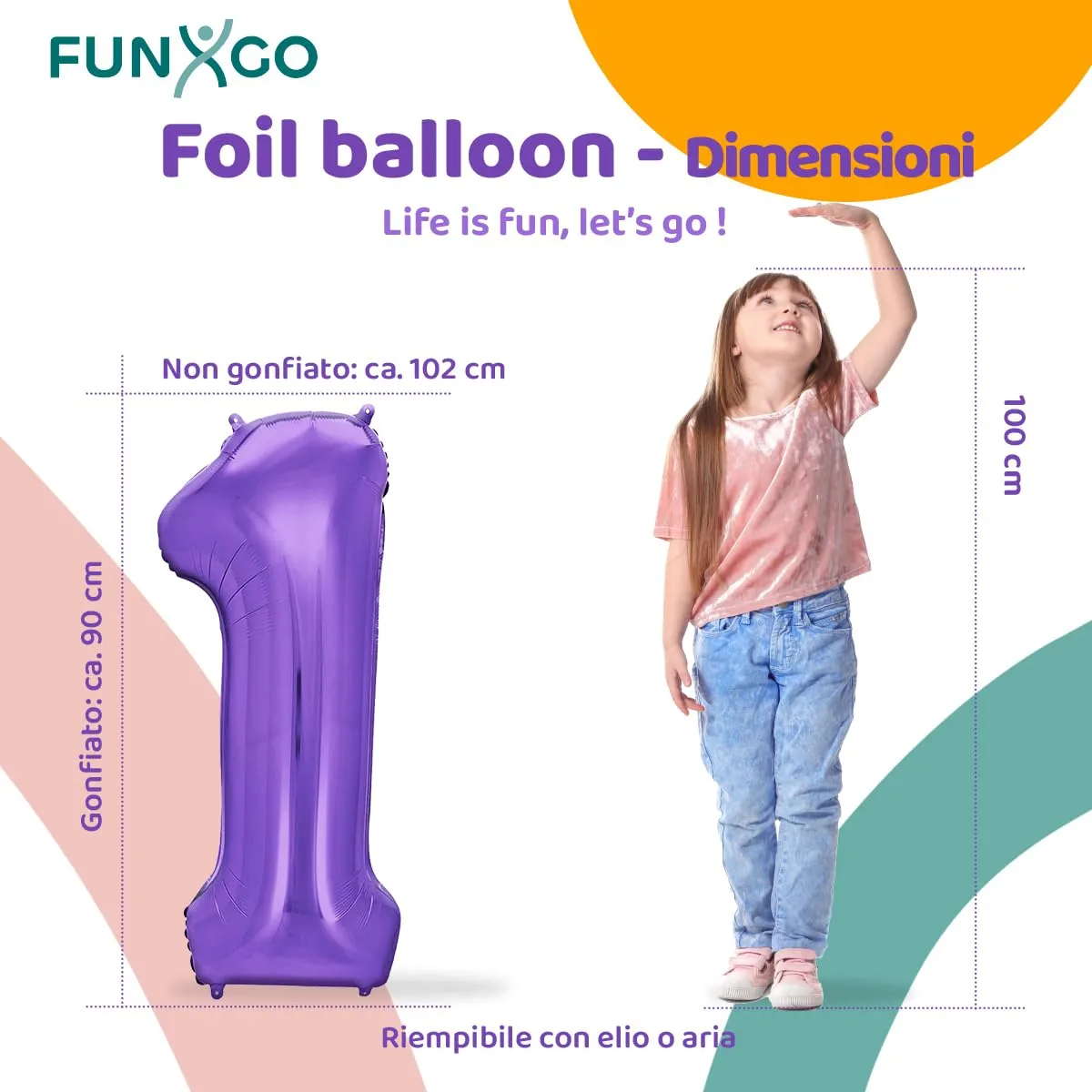 FUNXGO Palloncino Numero 1 Viola - immagine 2