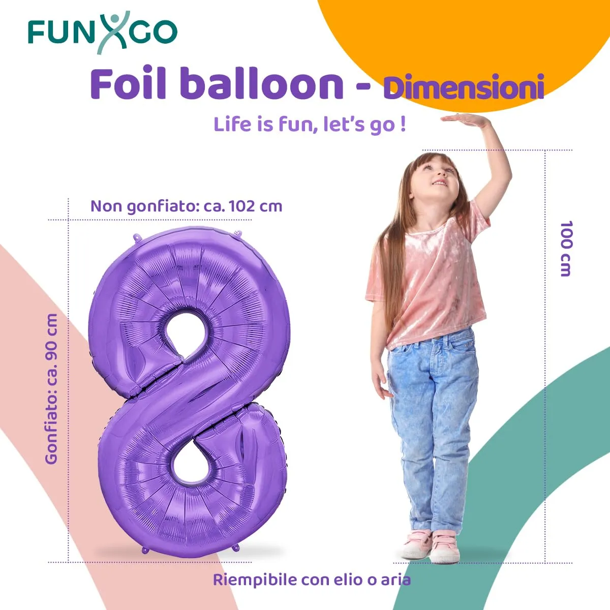 FUNXGO Palloncino Numero 8 Viola - immagine 2