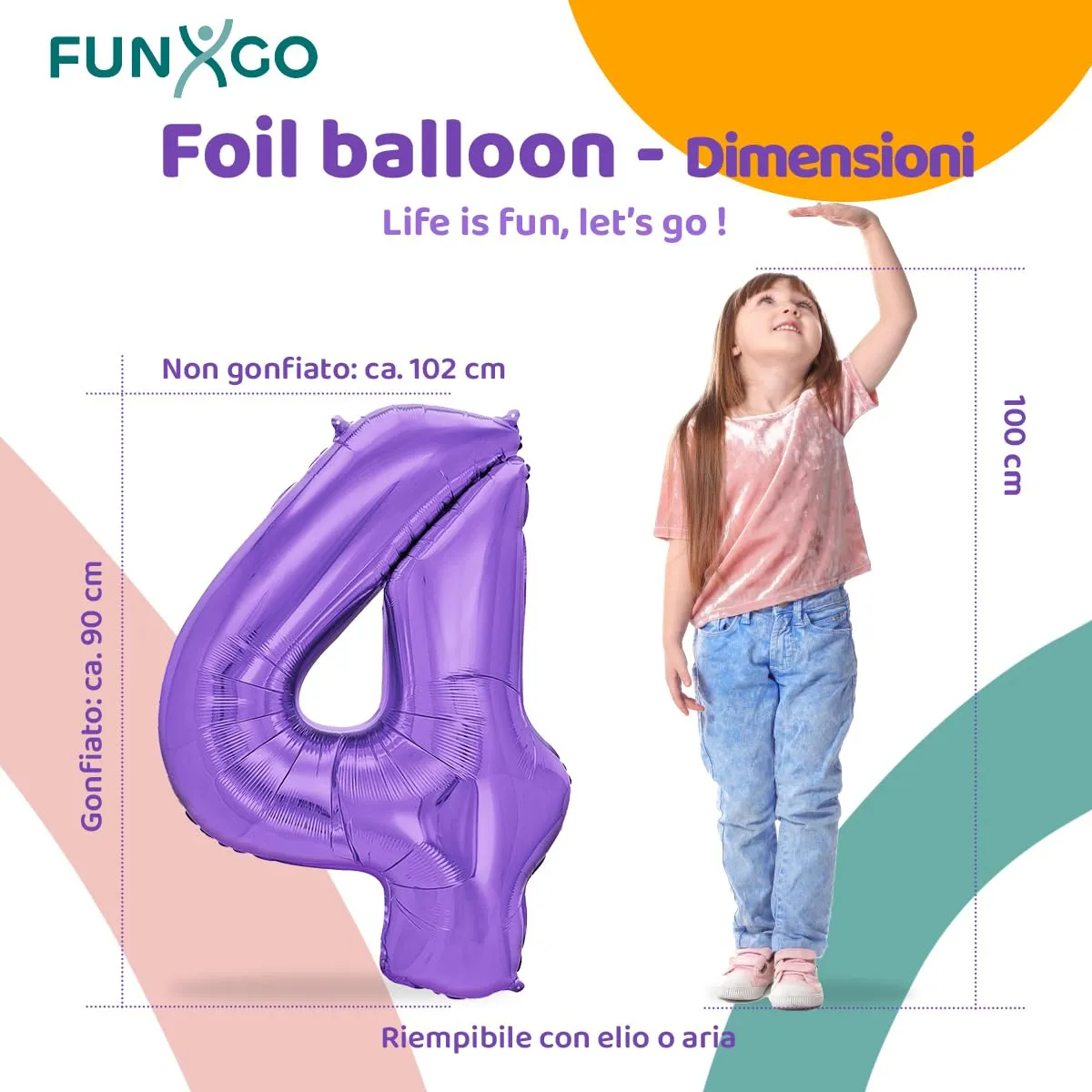 FUNXGO Palloncino Numero 4 Viola - immagine 2