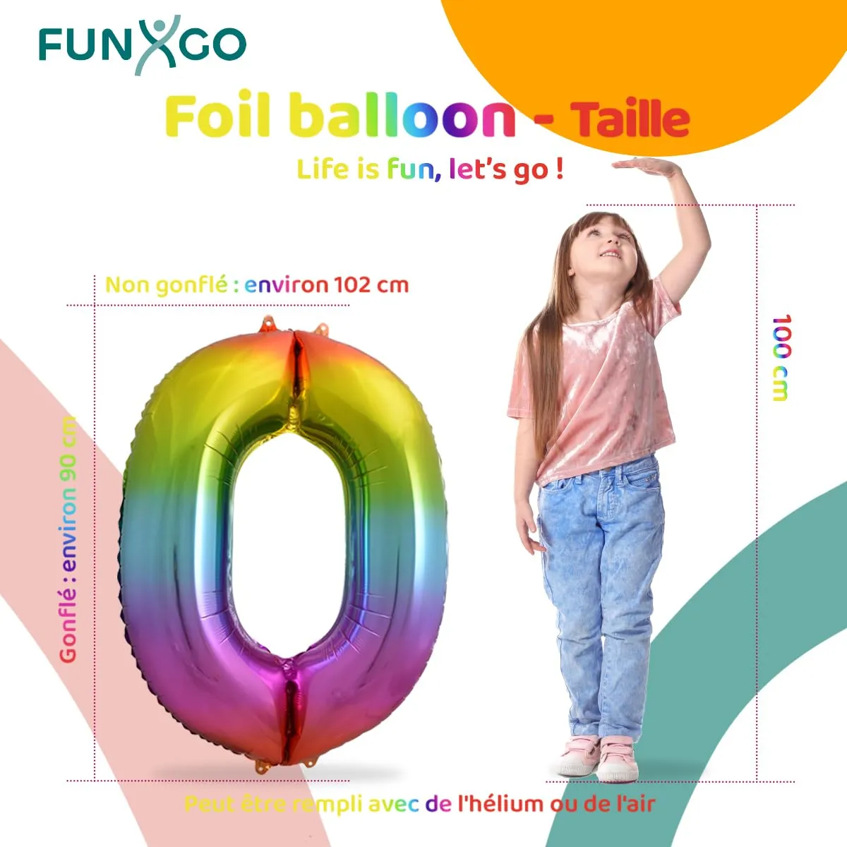 FUNXGO Palloncino Numero 0 Multicolore - immagine 2