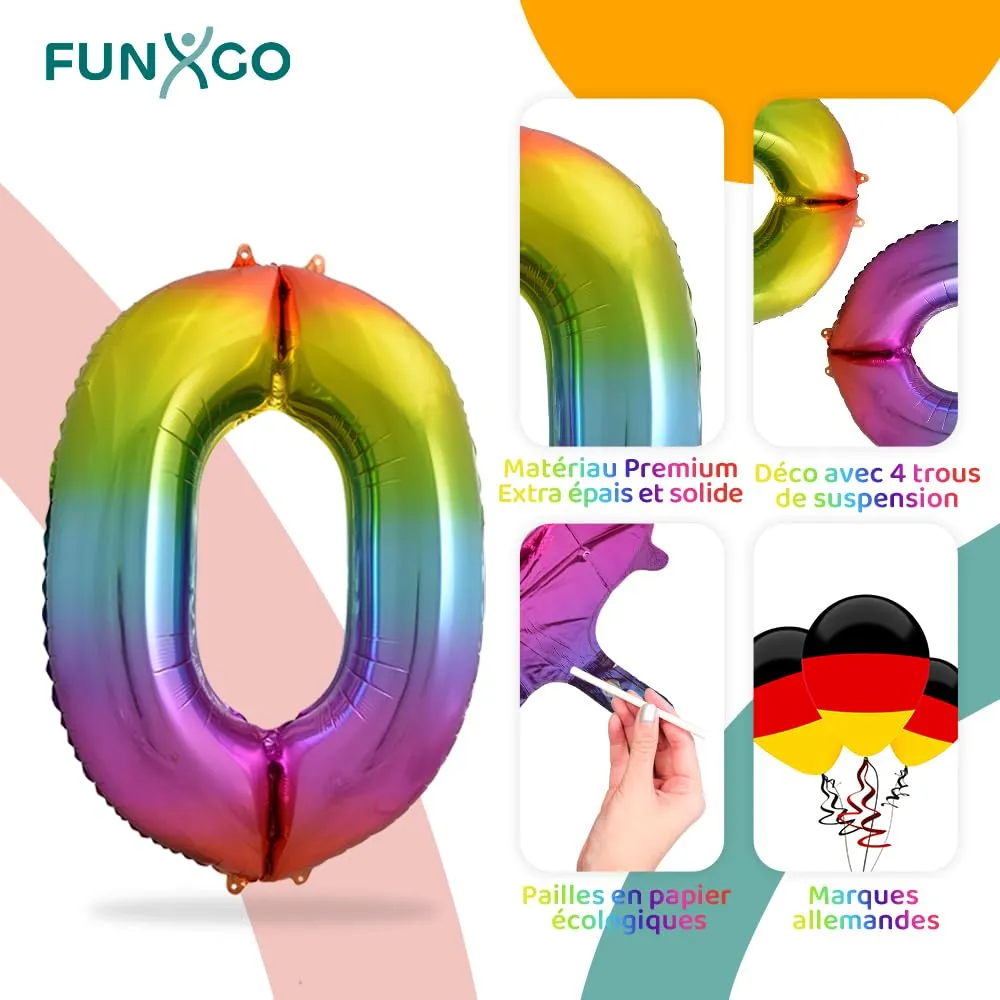 FUNXGO Palloncino Numero 0 Multicolore - immagine 3