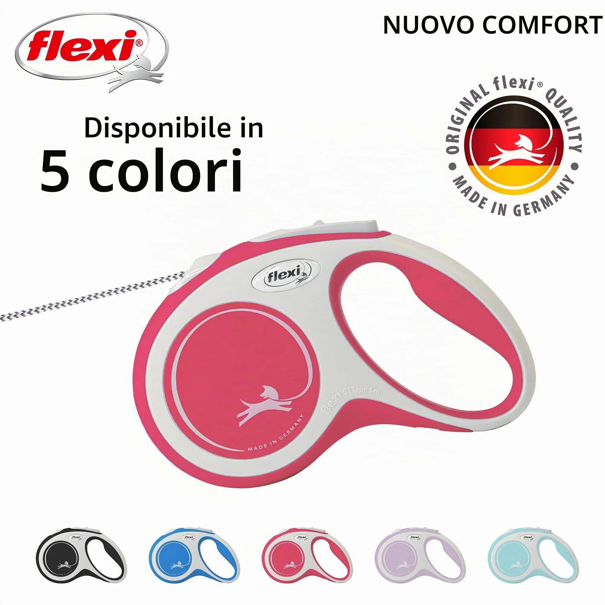 FLEXI Guinzaglio estensibile con impugnatura morbida, Rosso, per cani di piccola taglia - immagine 5
