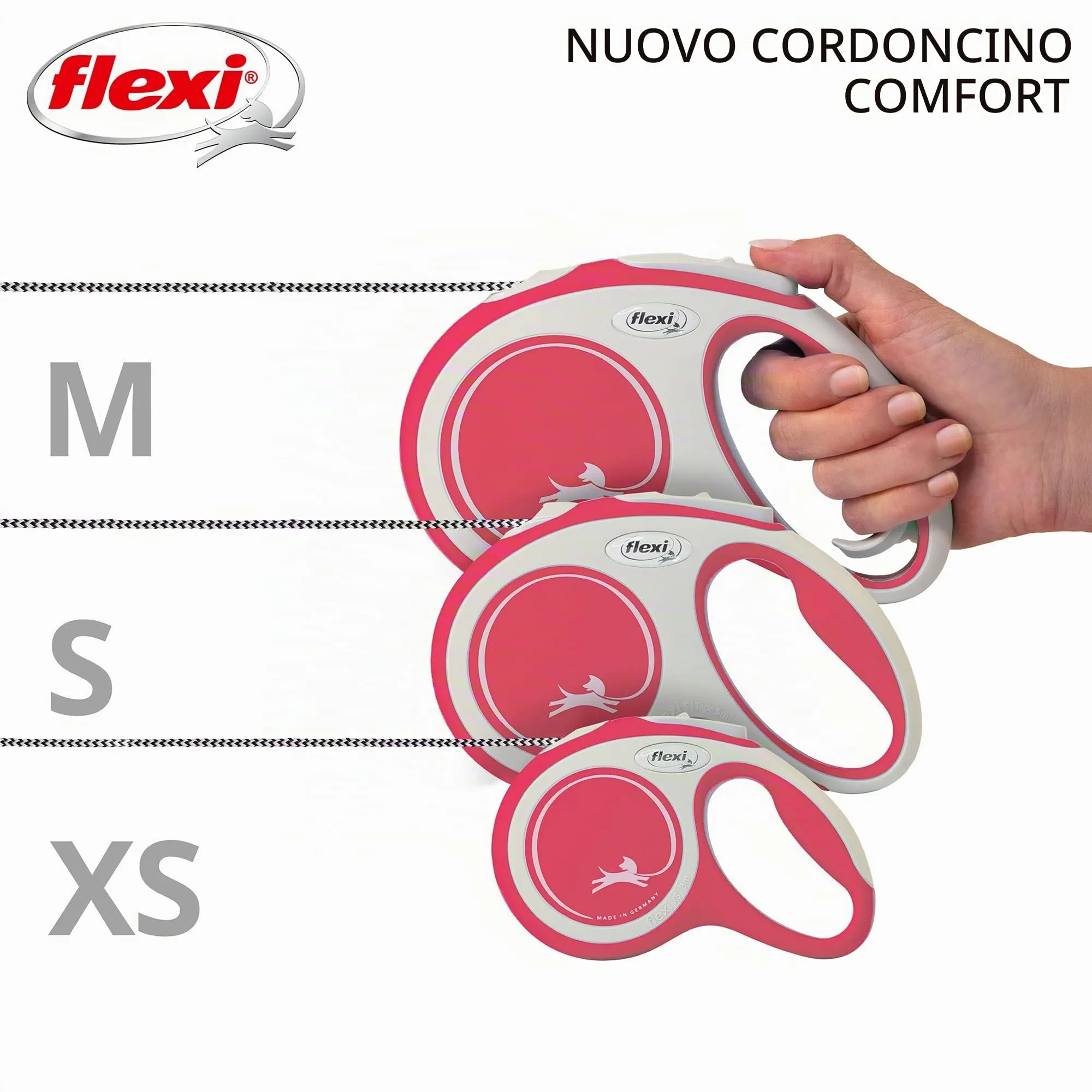 FLEXI Guinzaglio estensibile con impugnatura morbida, Rosso, per cani di piccola taglia - immagine 6
