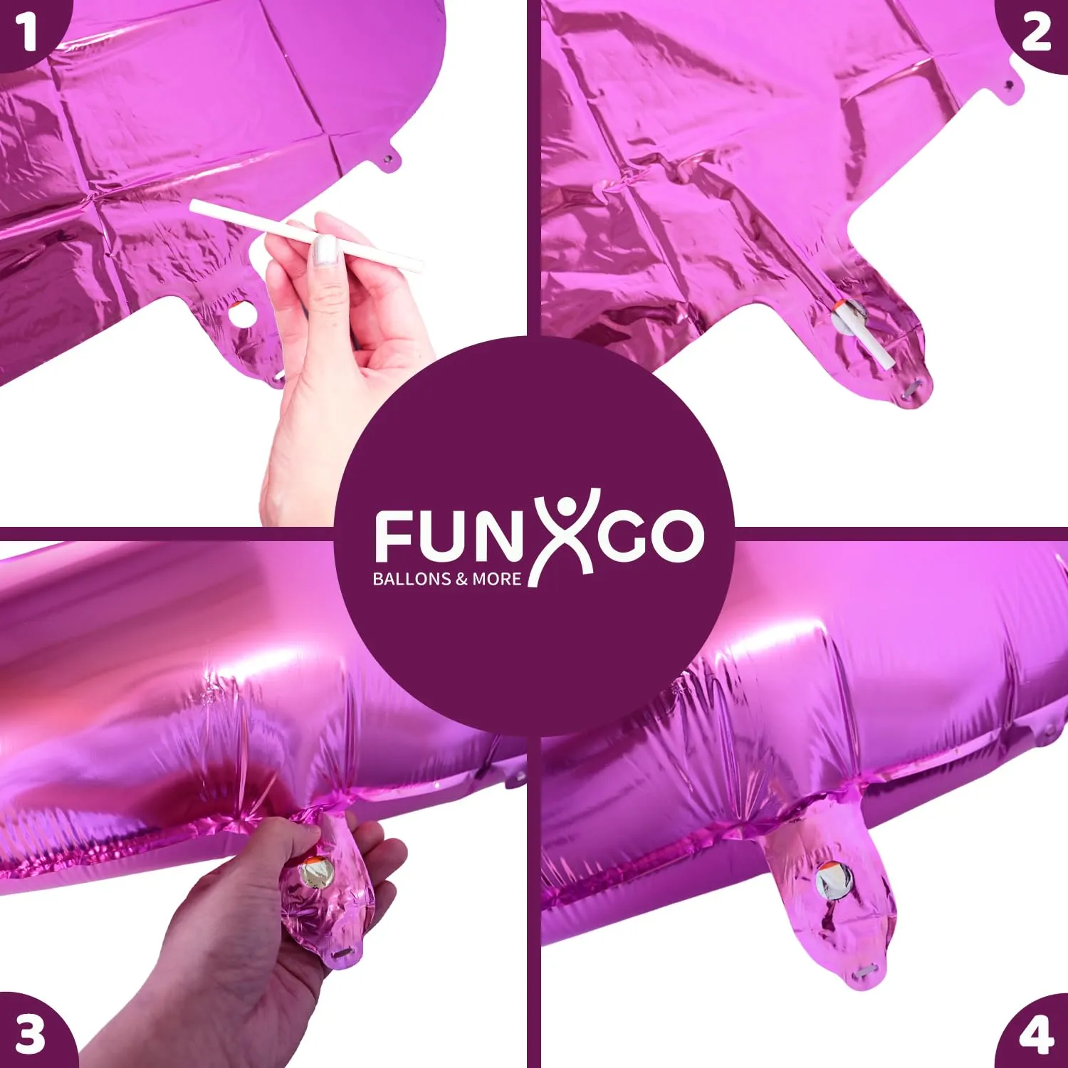 FUNXGO Palloncino Numero 7 Rosa - immagine 4