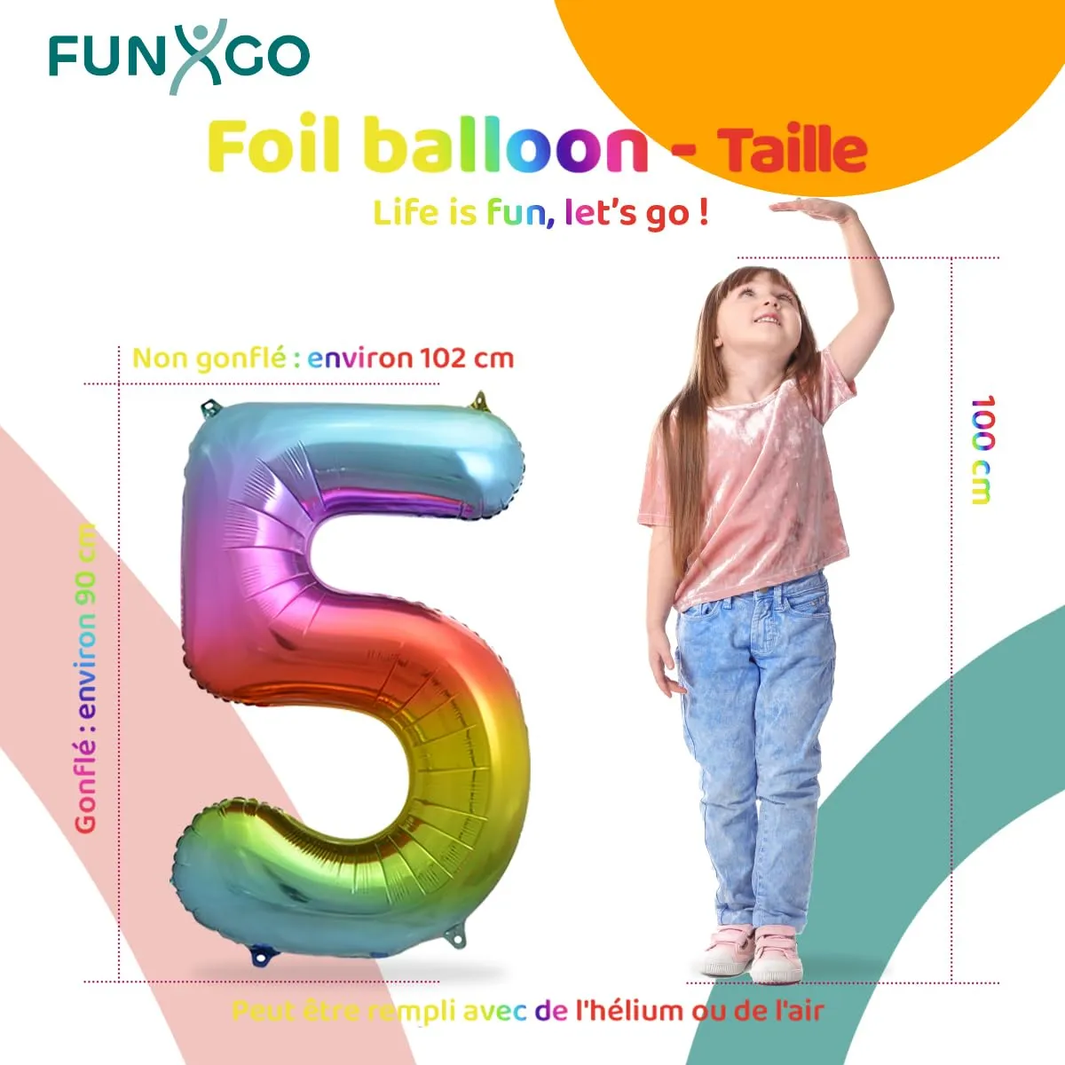 FUNXGO Palloncino Numero 5 Multicolore - immagine 2