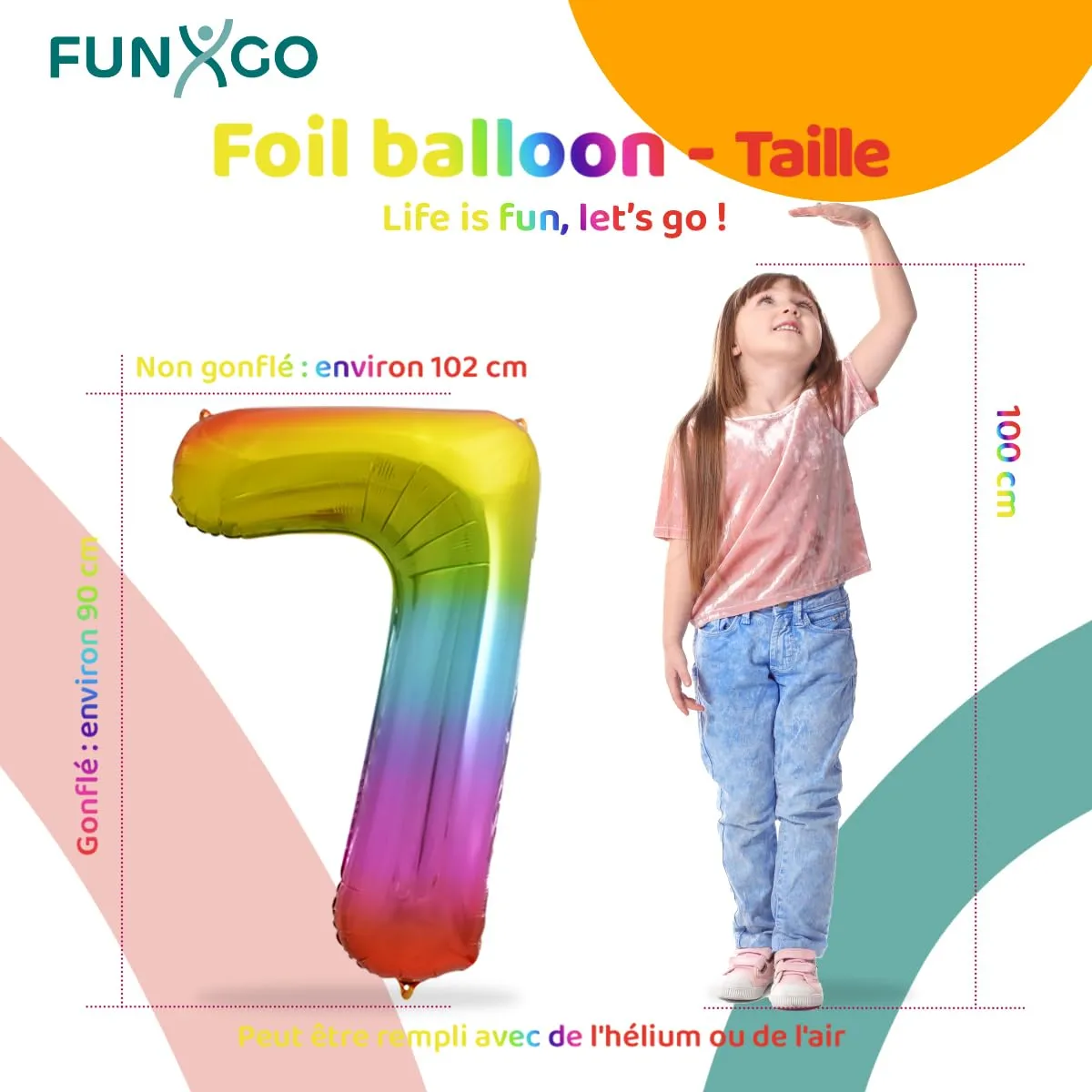 FUNXGO Palloncino Numero 7 Multicolore - immagine 2