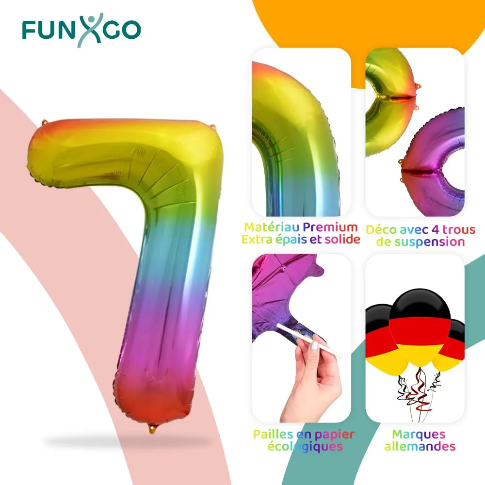 FUNXGO Palloncino Numero 7 Multicolore - immagine 3