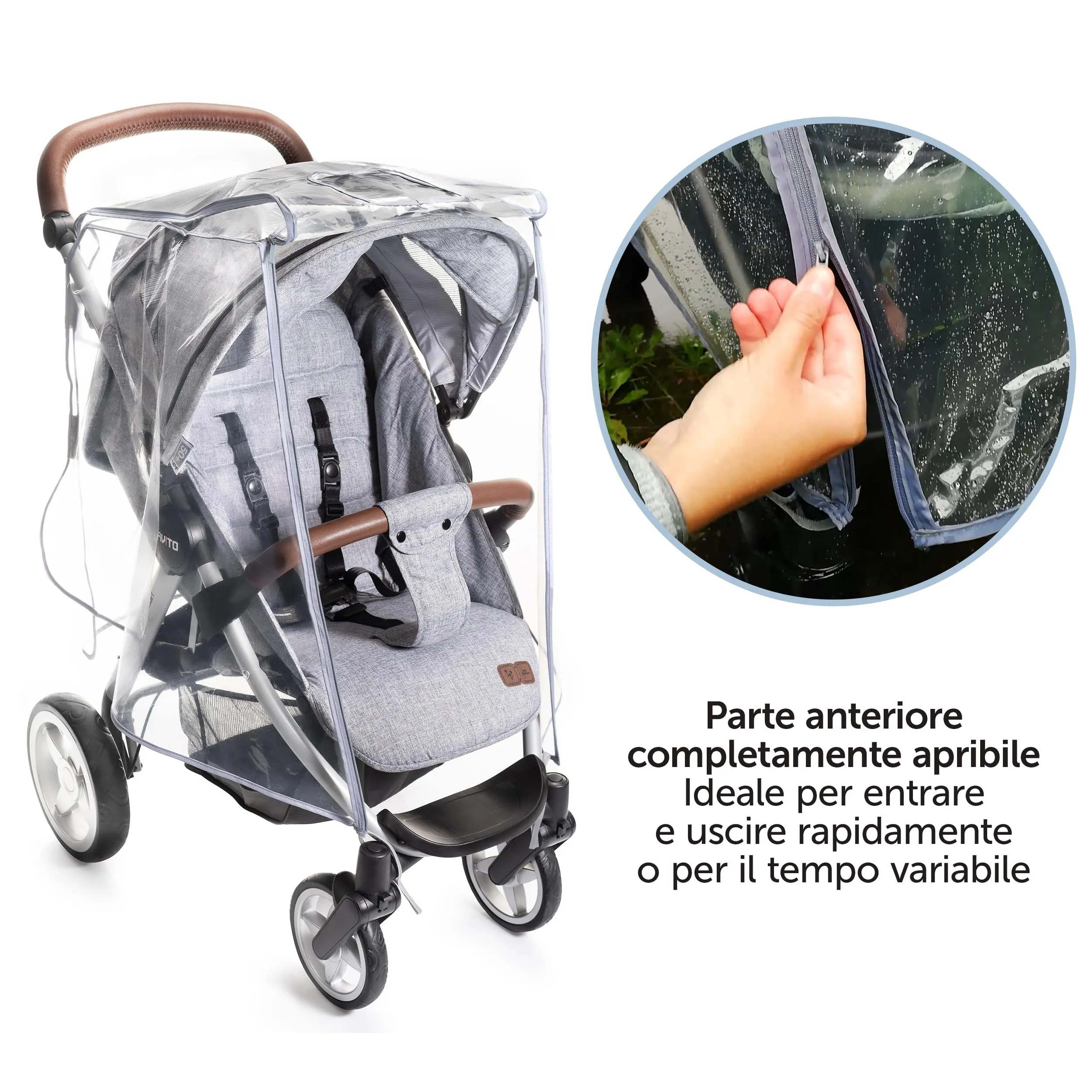 Zamboo Parapioggia Passeggino Universale - Trasparente - immagine 3