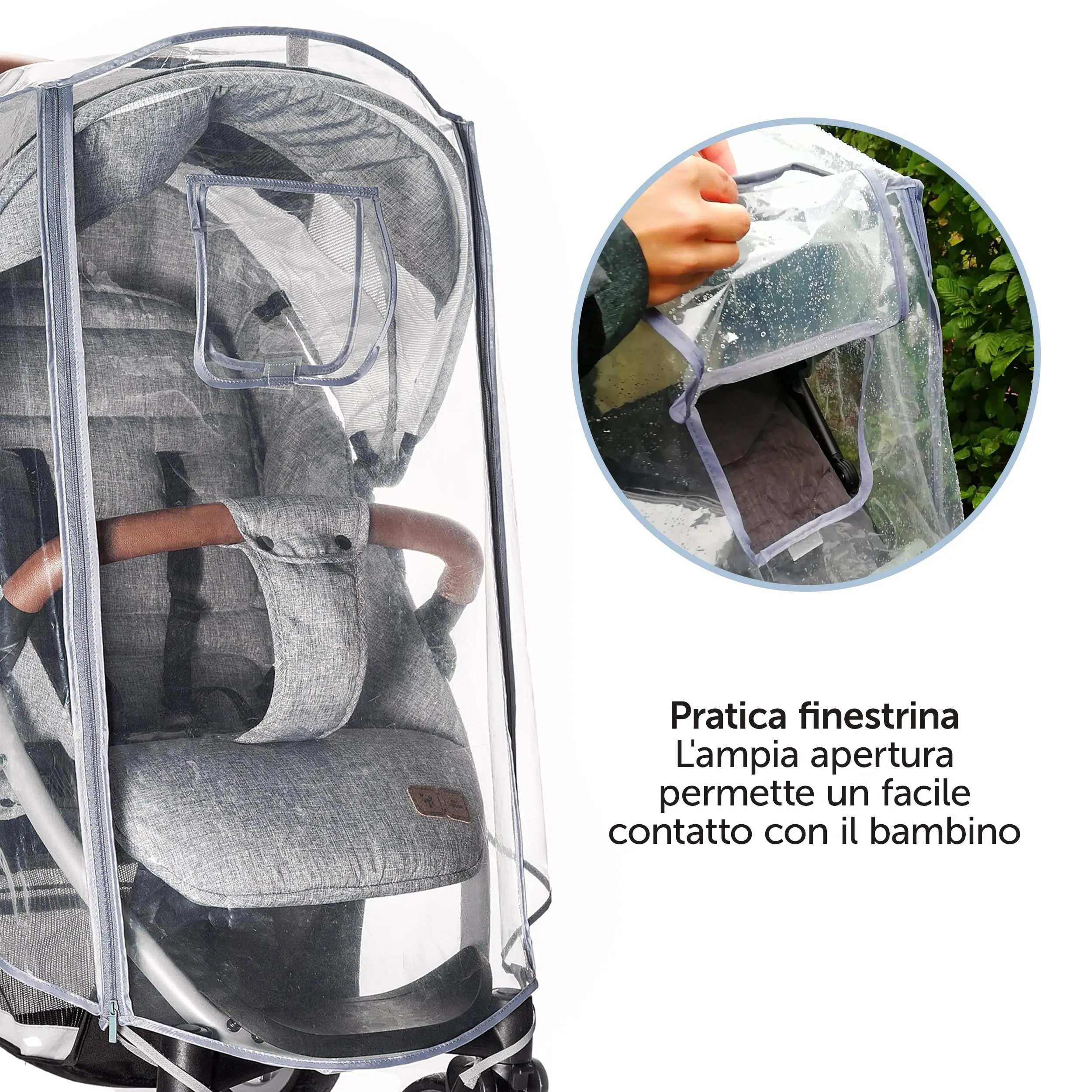 Zamboo Parapioggia Passeggino Universale - Trasparente - immagine 4