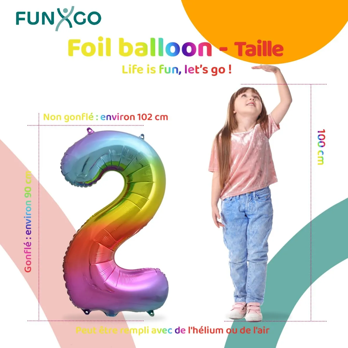 FUNXGO Palloncino Numero 2 Multicolore - immagine 2