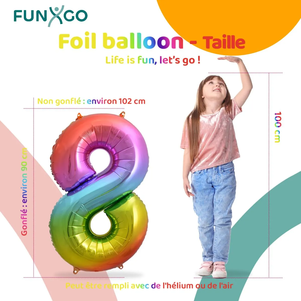 FUNXGO Palloncino Numero 8 Multicolore - immagine 2