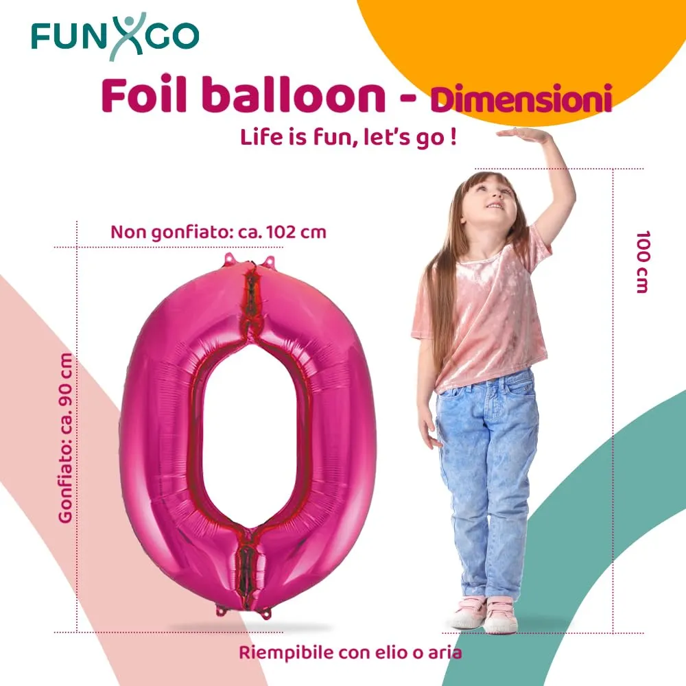 FUNXGO Palloncino Numero 0 Pink - immagine 2