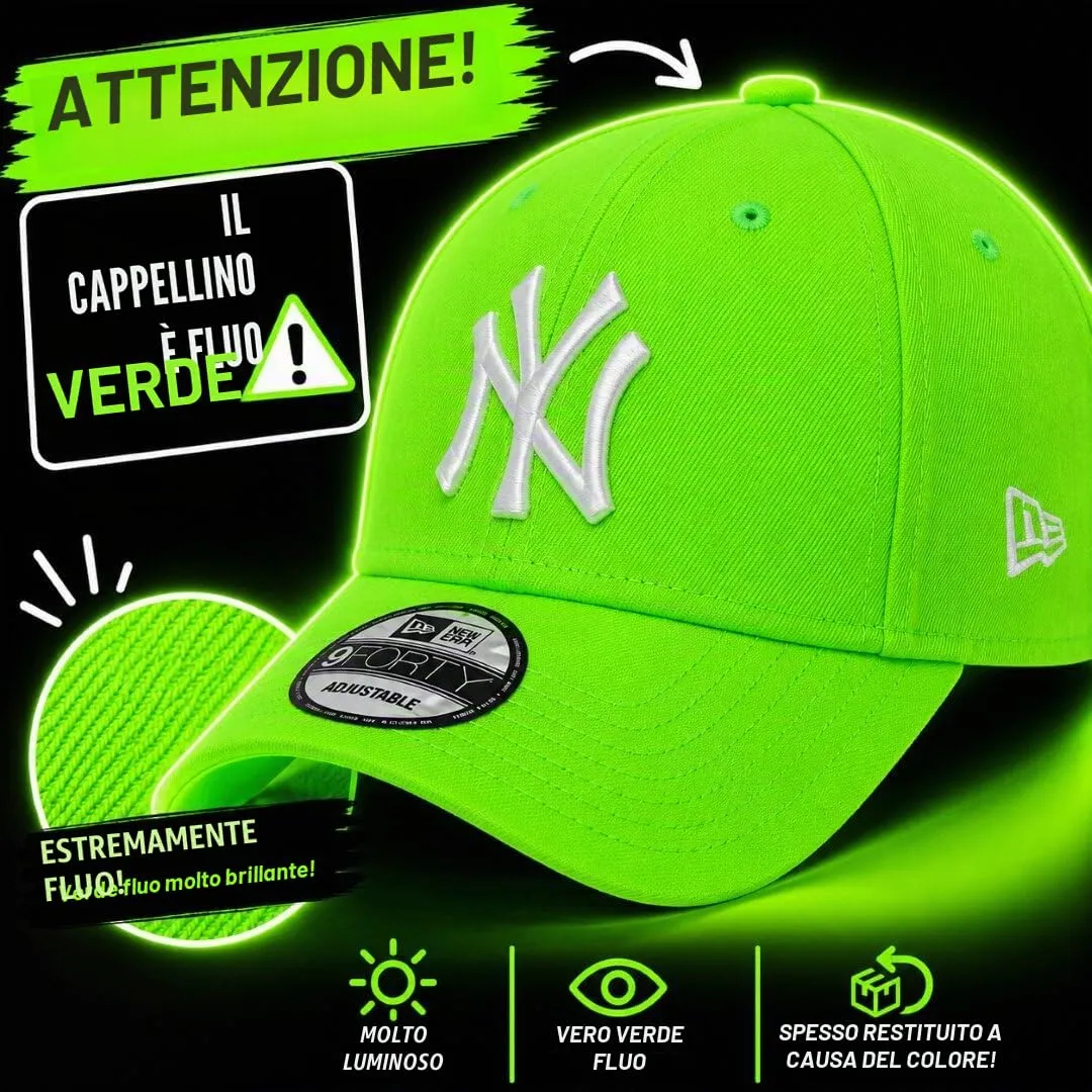 New Era York Yankees MLB 9FORTY Adjustable Cap - Neon Green - One Size - immagine 2