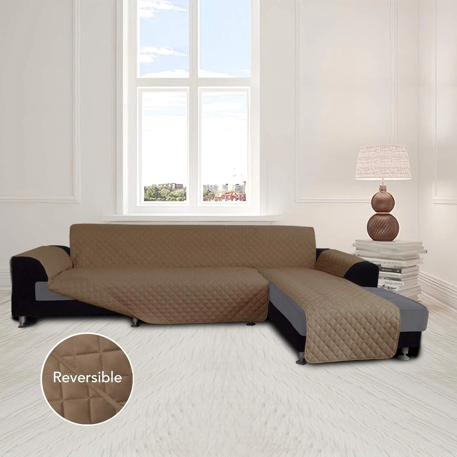 Easy-Going Copridivano Reversibile a Forma di L, XL, Cammello/Cammello - immagine 2
