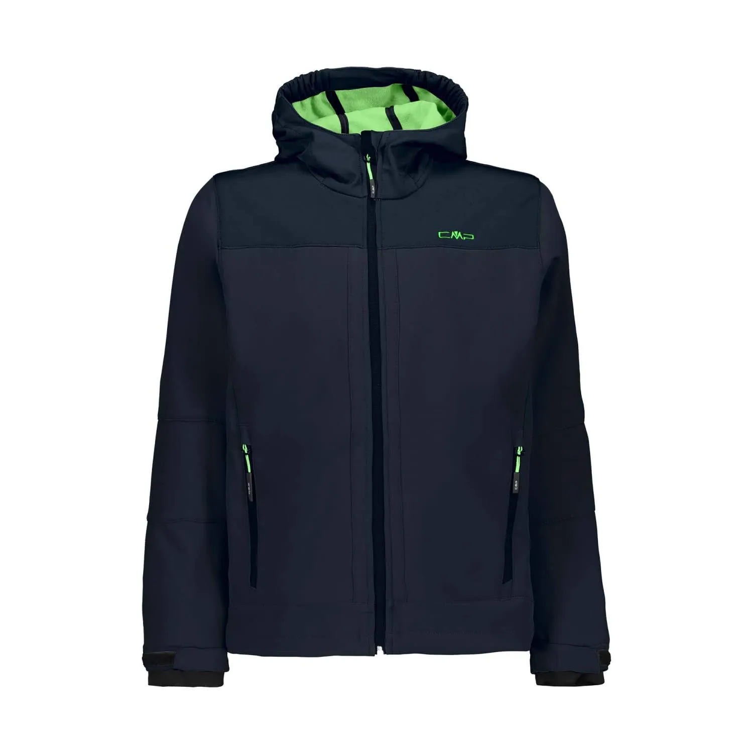 CMP Giacca Softshell con Cappuccio per Bambini, B.Blue-Verde Fluo, 92 - immagine 1