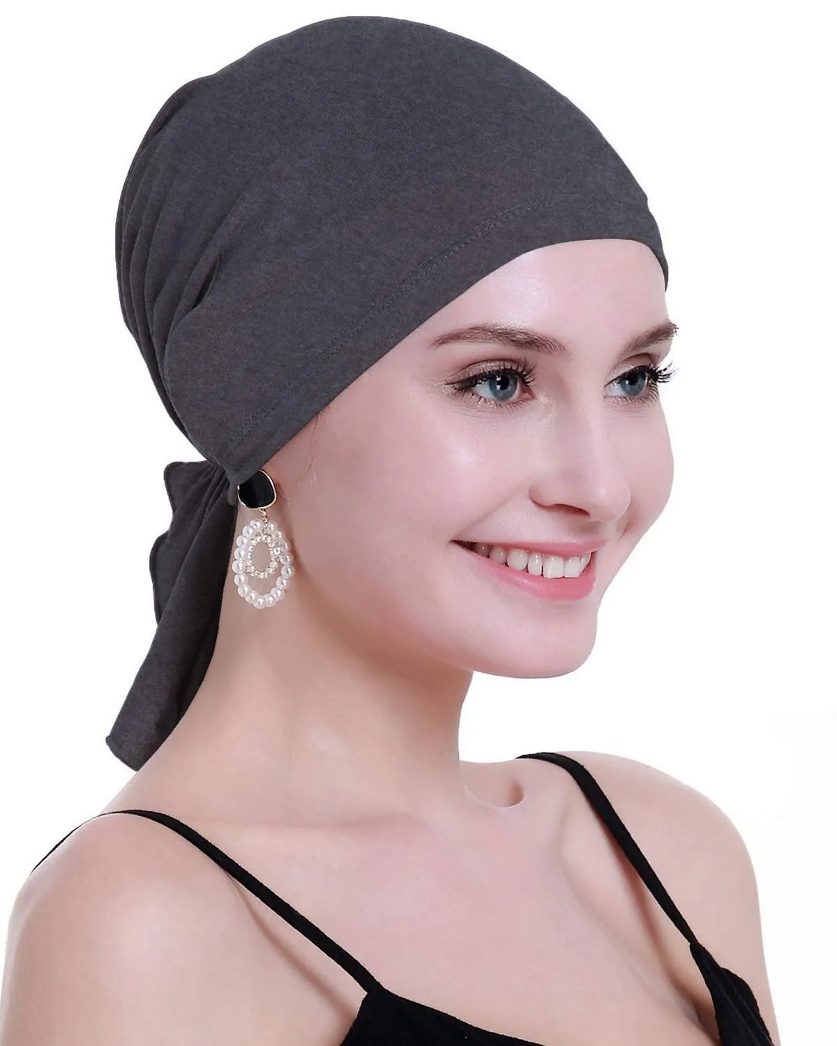 osvyo Copricapo in bambù per chemioterapia da donna, Turbante Grigio Flecking Scuro, Taglia unica - immagine 1