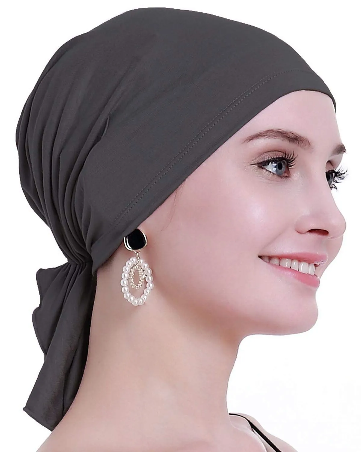 osvyo Copricapo in bambù per chemioterapia da donna, turbante per perdita di capelli, Grigio Scuro, Taglia unica - immagine 1