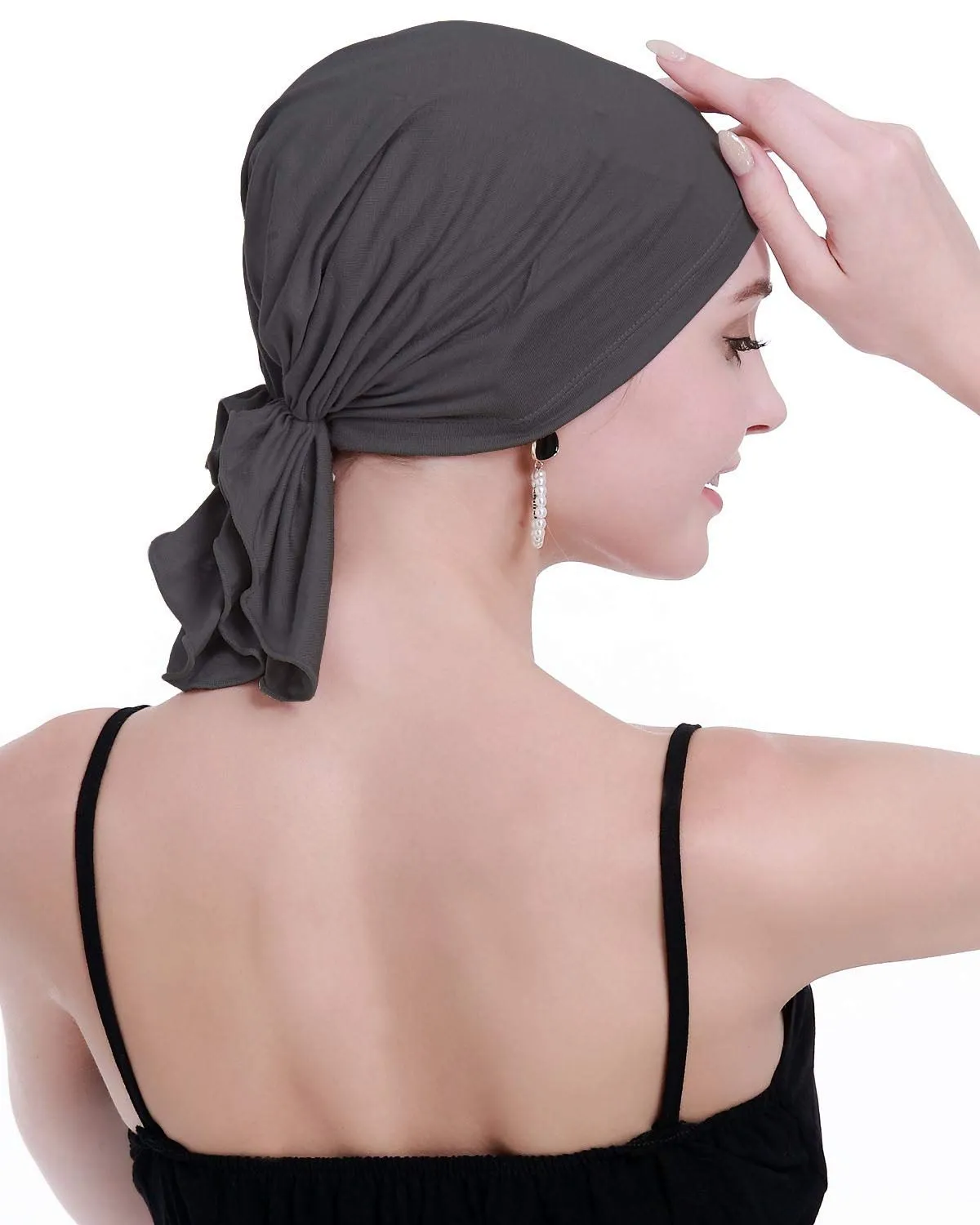 osvyo Copricapo in bambù per chemioterapia da donna, turbante per perdita di capelli, Grigio Scuro, Taglia unica - immagine 6