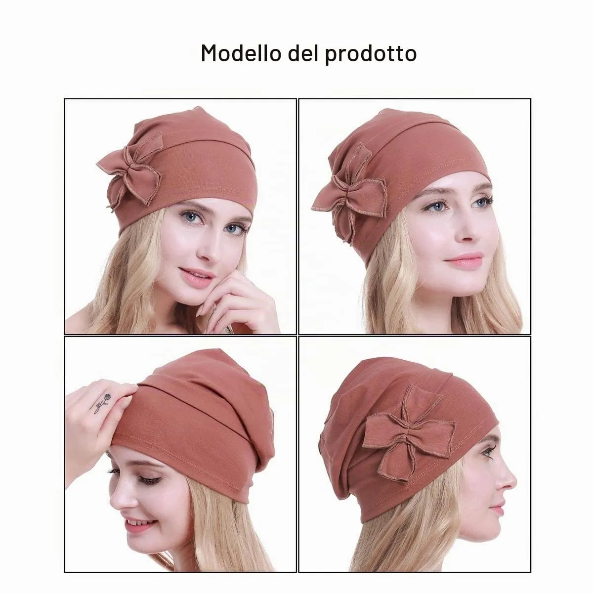 Osvyo Copricapo in cotone per chemioterapia, Rosso Rust, Taglia unica - immagine 2