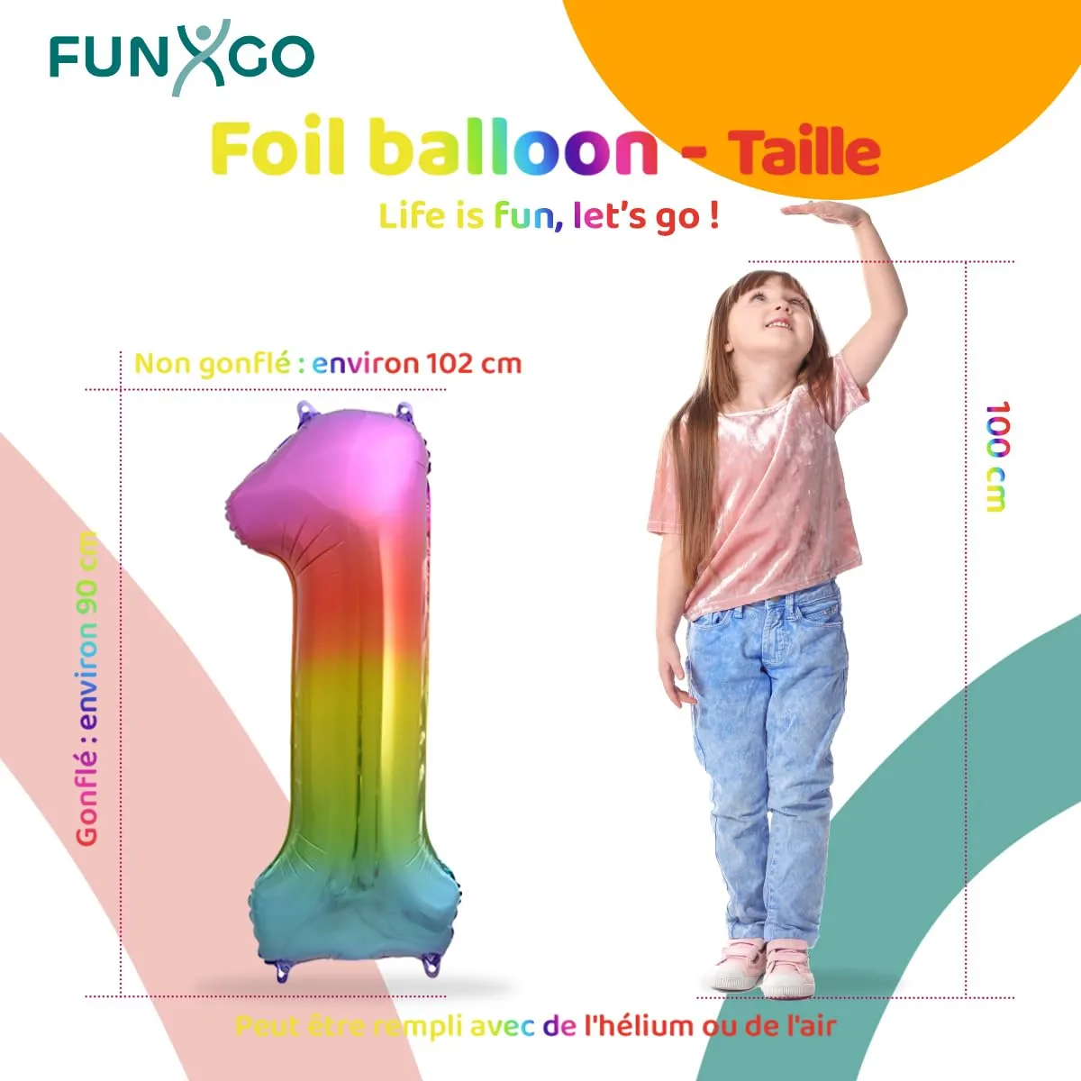 FUNXGO Palloncino Numero 1 Multicolore - immagine 2