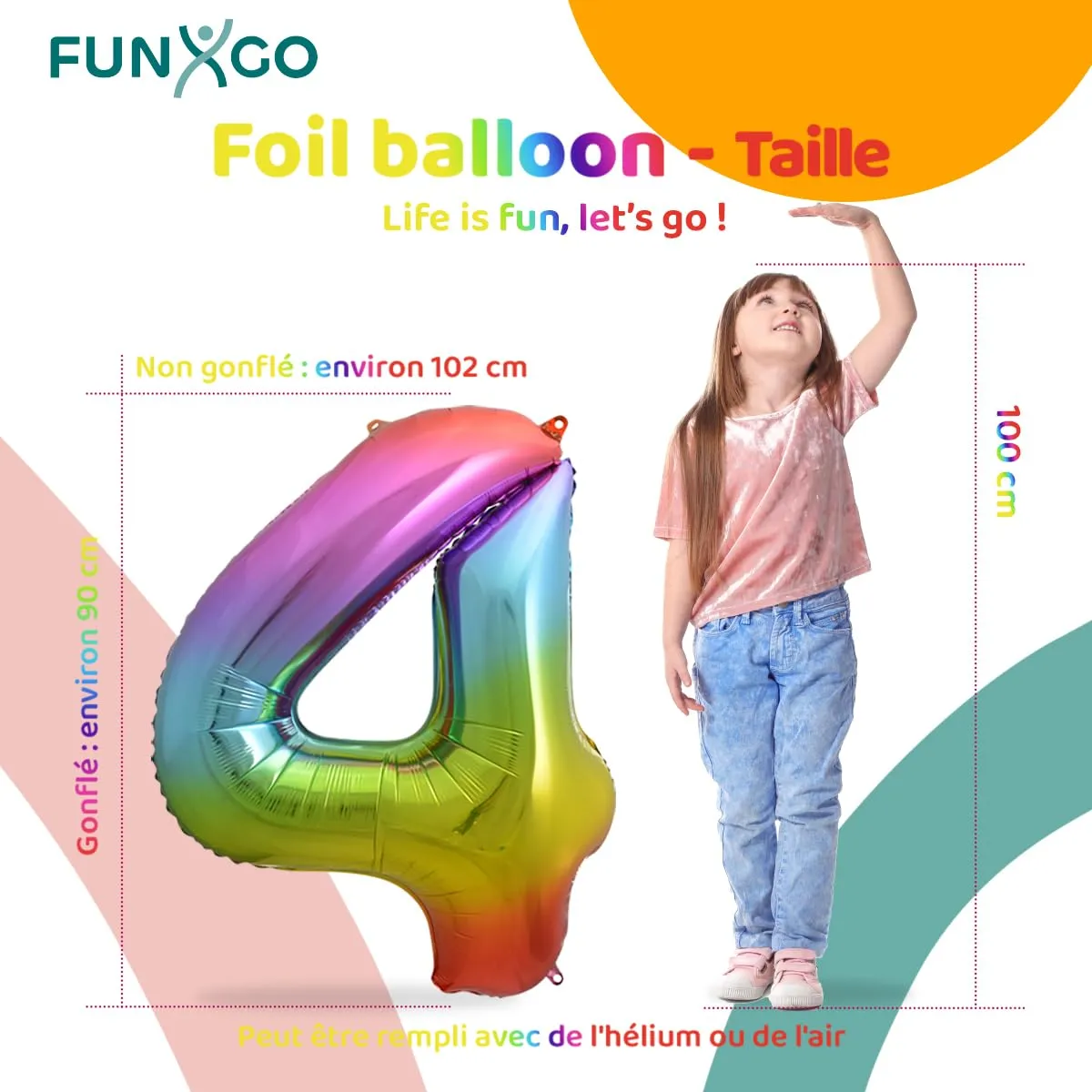 FUNXGO Palloncino Numero 4 Multicolore - immagine 2