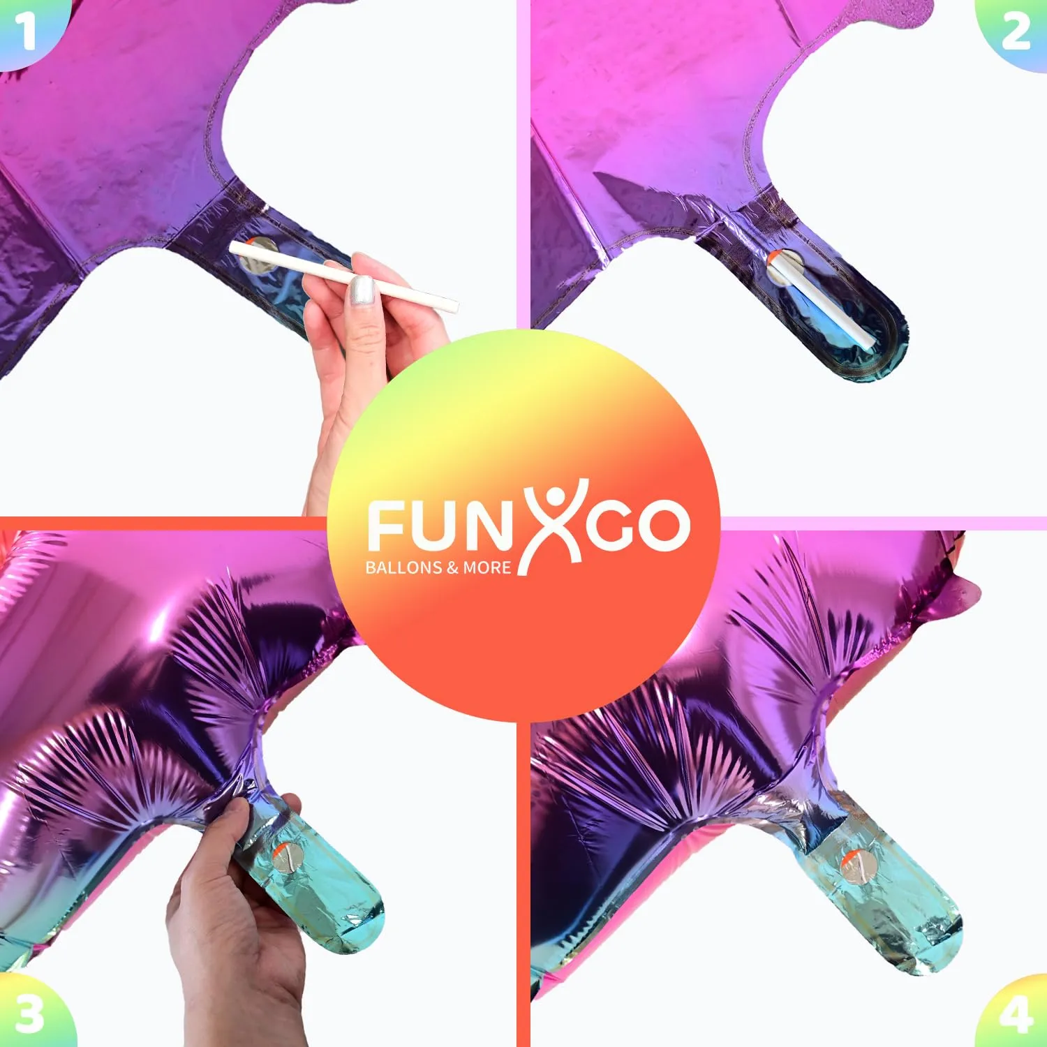 FUNXGO Palloncino Numero 4 Multicolore - immagine 4
