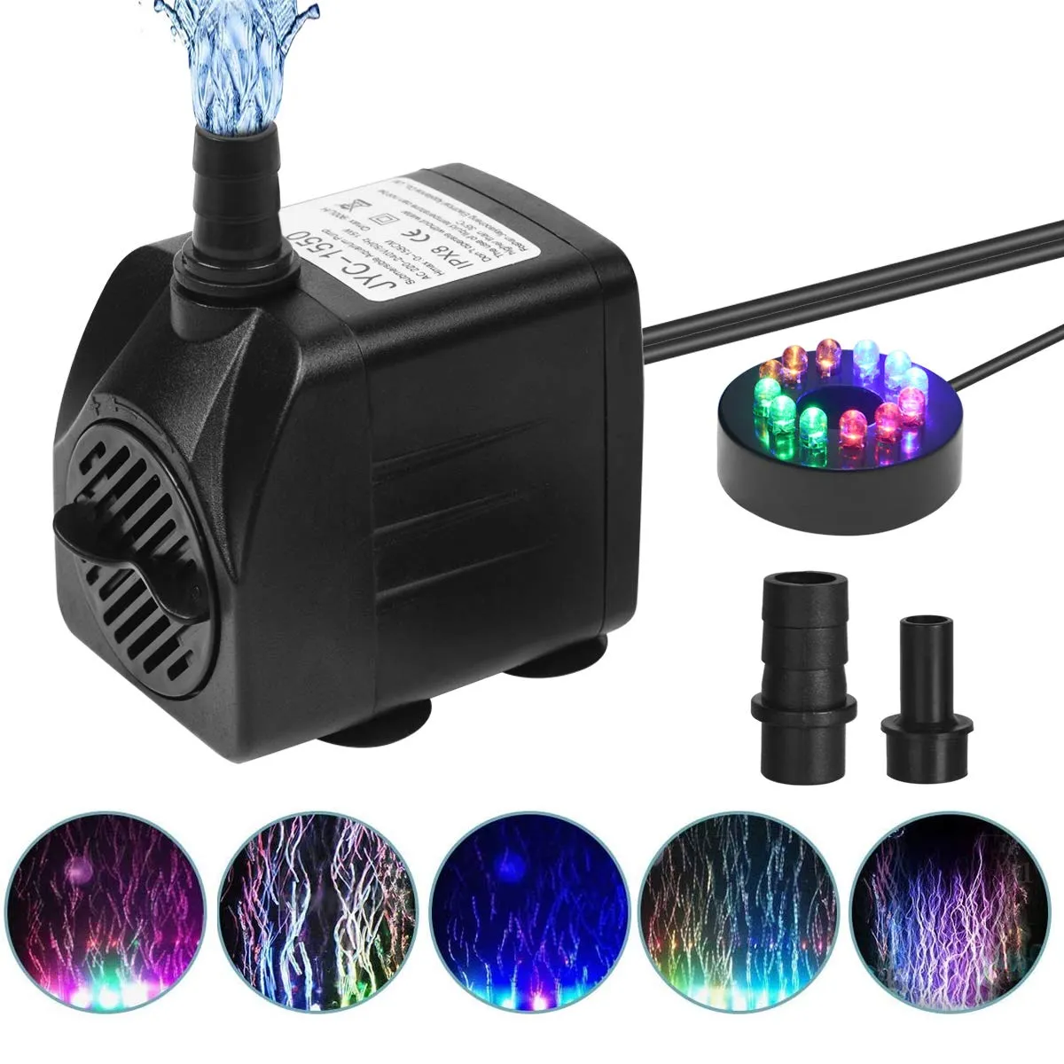 Flintronic Mini Pompa Acqua Sommergibile 15W 800L/H con Luci LED - immagine 1