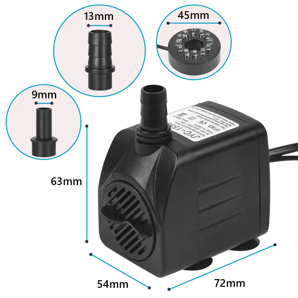 Flintronic Mini Pompa Acqua Sommergibile 15W 800L/H con Luci LED - immagine 3