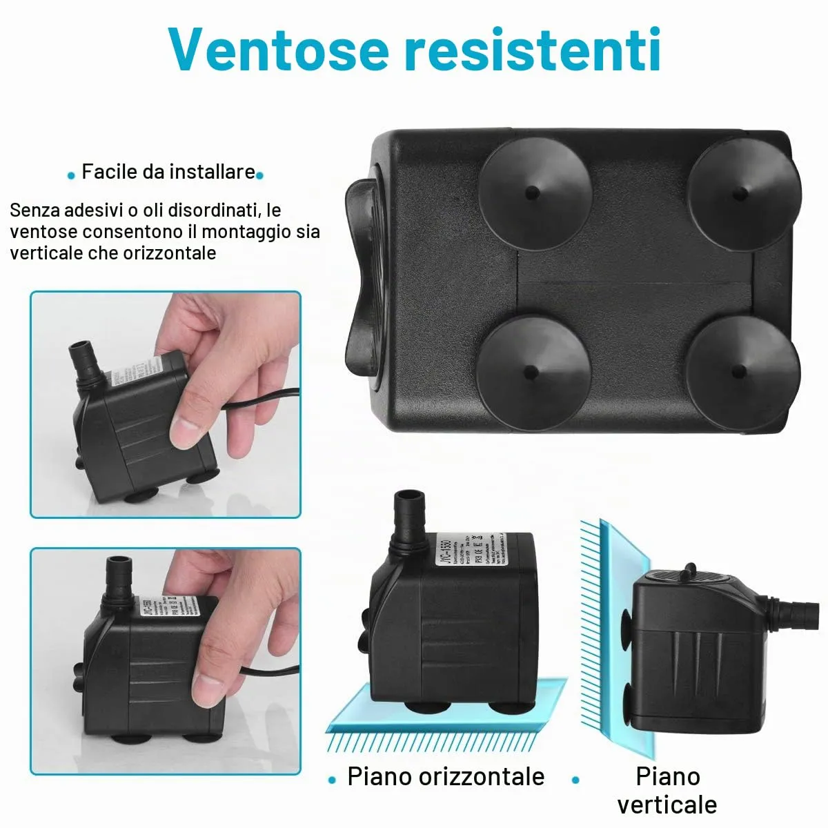 Flintronic Mini Pompa Acqua Sommergibile 15W 800L/H con Luci LED - immagine 4