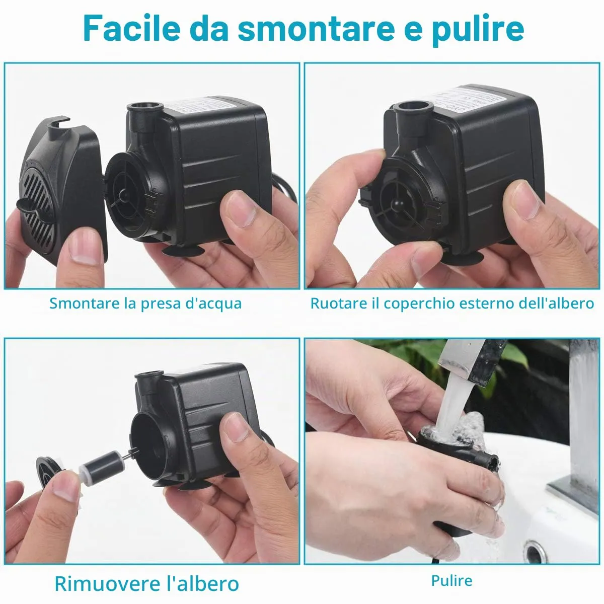 Flintronic Mini Pompa Acqua Sommergibile 15W 800L/H con Luci LED - immagine 6