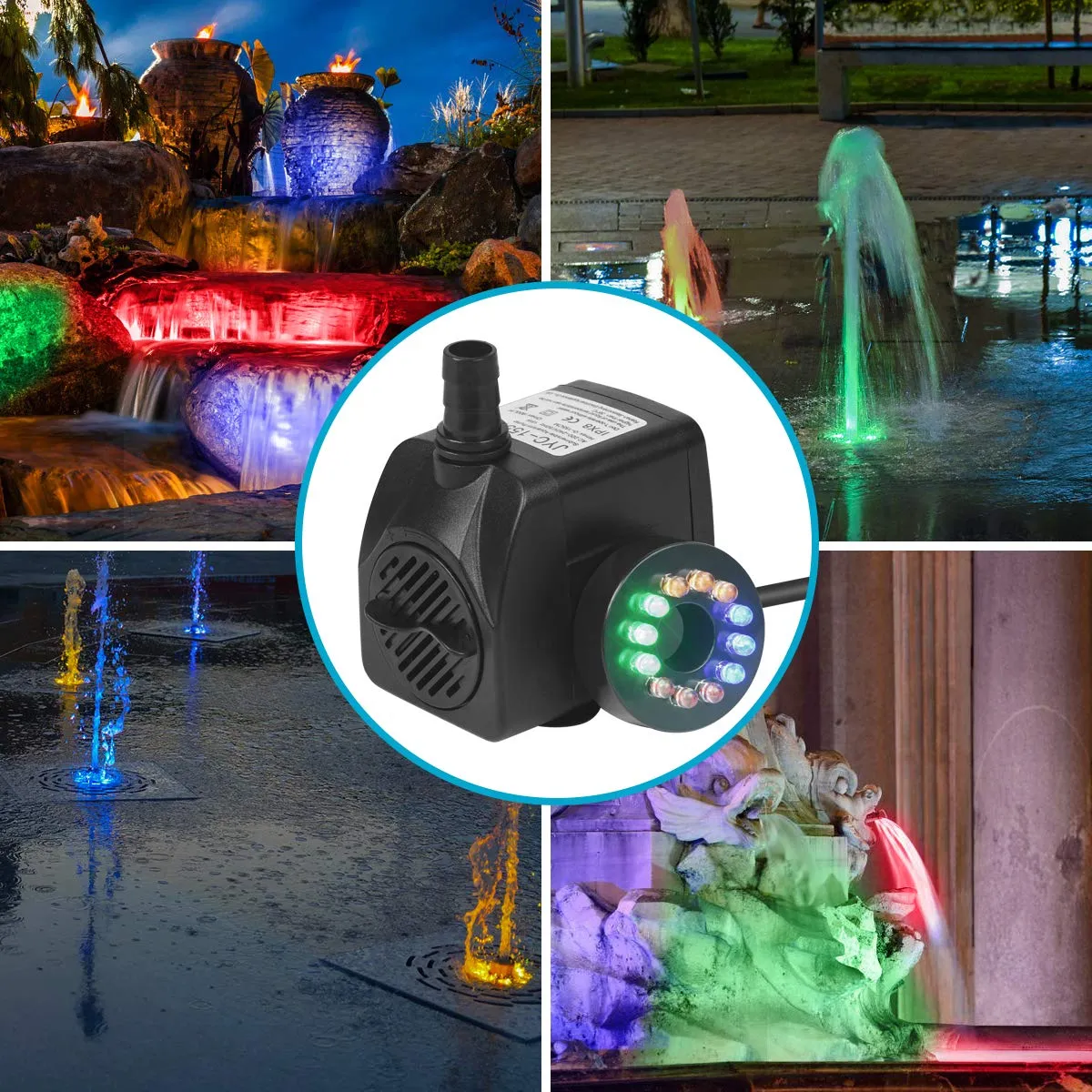 Flintronic Mini Pompa Acqua Sommergibile 15W 800L/H con Luci LED - immagine 7