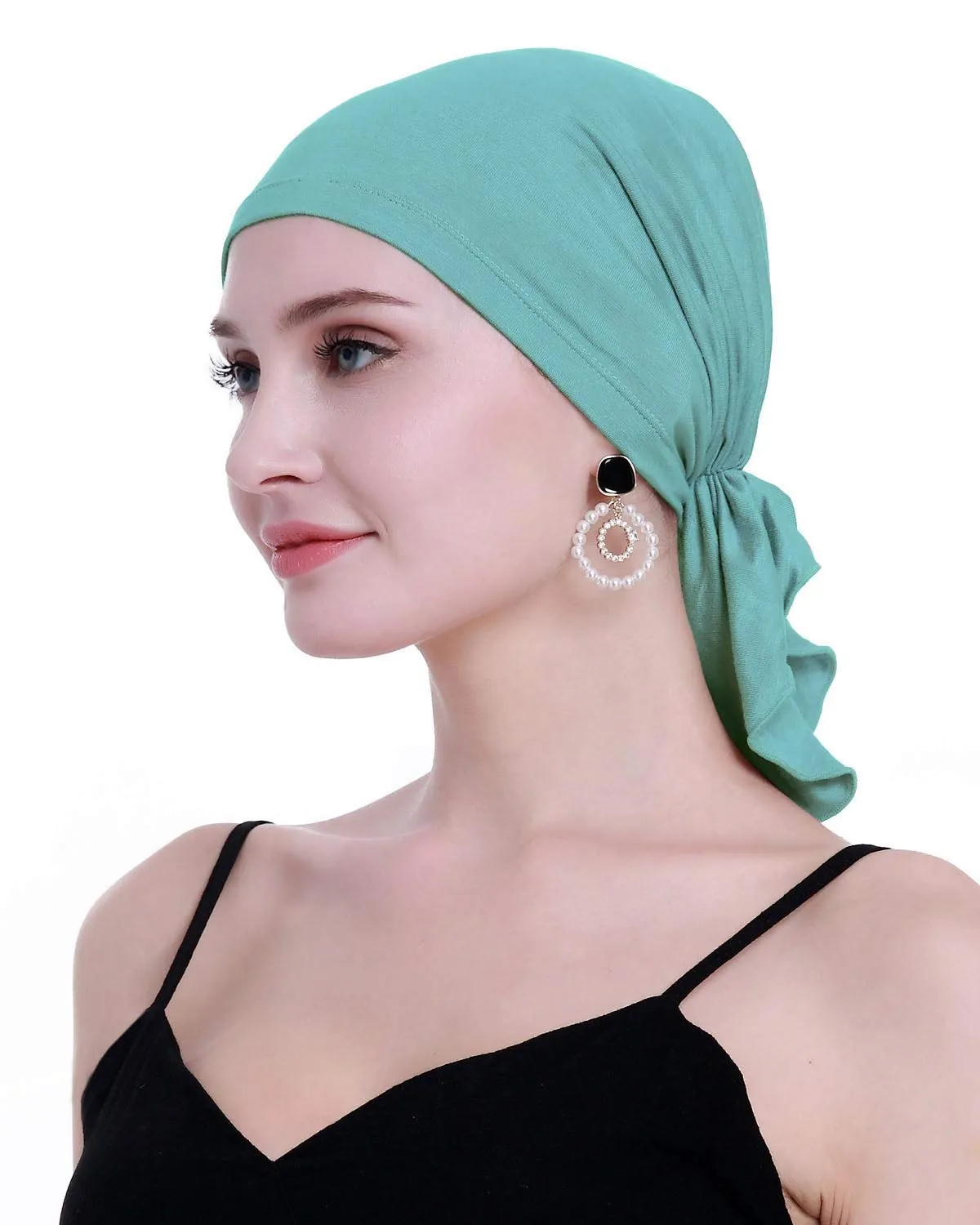 osvyo Copricapo in bambù per chemioterapia da donna, Turbante per perdita di capelli, Verde Chiaro, Taglia unica - immagine 5