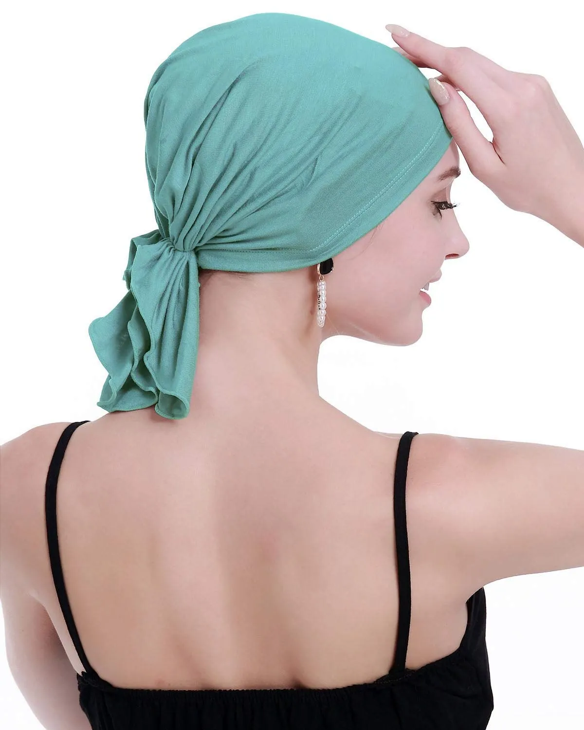 osvyo Copricapo in bambù per chemioterapia da donna, Turbante per perdita di capelli, Verde Chiaro, Taglia unica - immagine 6