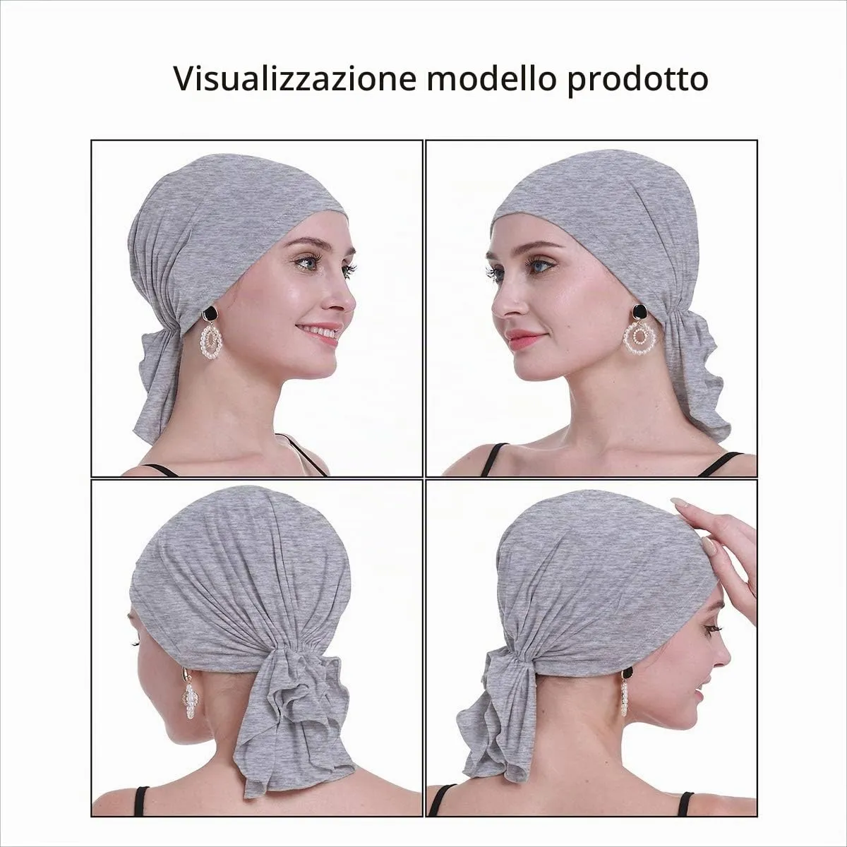 osvyo Copricapo in bambù per chemioterapia da donna, Grigio Flecking Chiaro, Taglia unica - immagine 2