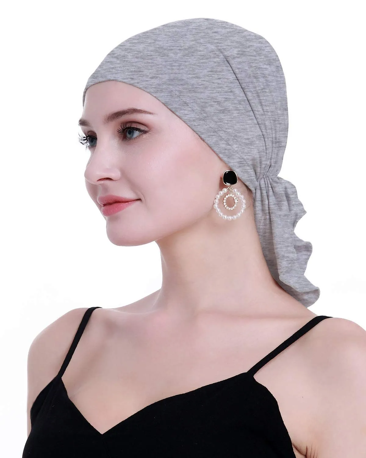 osvyo Copricapo in bambù per chemioterapia da donna, Grigio Flecking Chiaro, Taglia unica - immagine 5