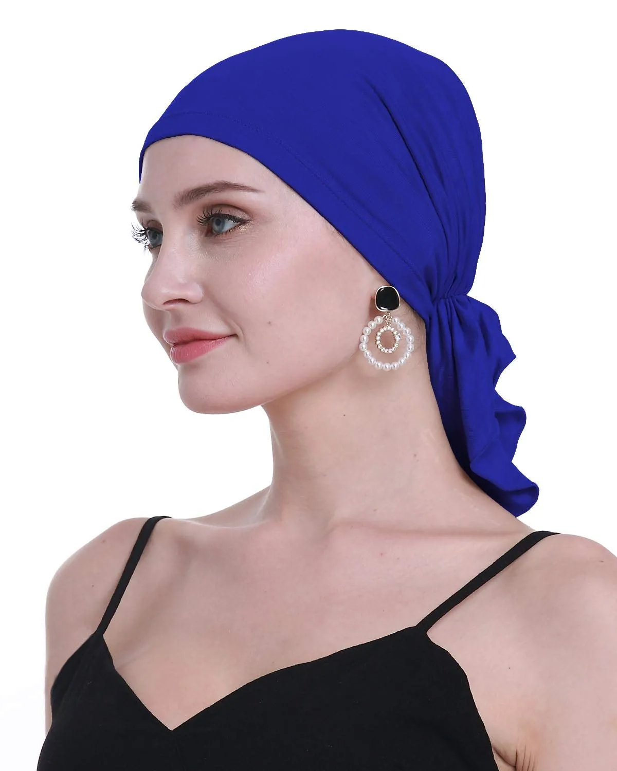 osvyo Copricapo in Bambù per Chemioterapia Donna, Blu Cobalto, Taglia Unica - immagine 5