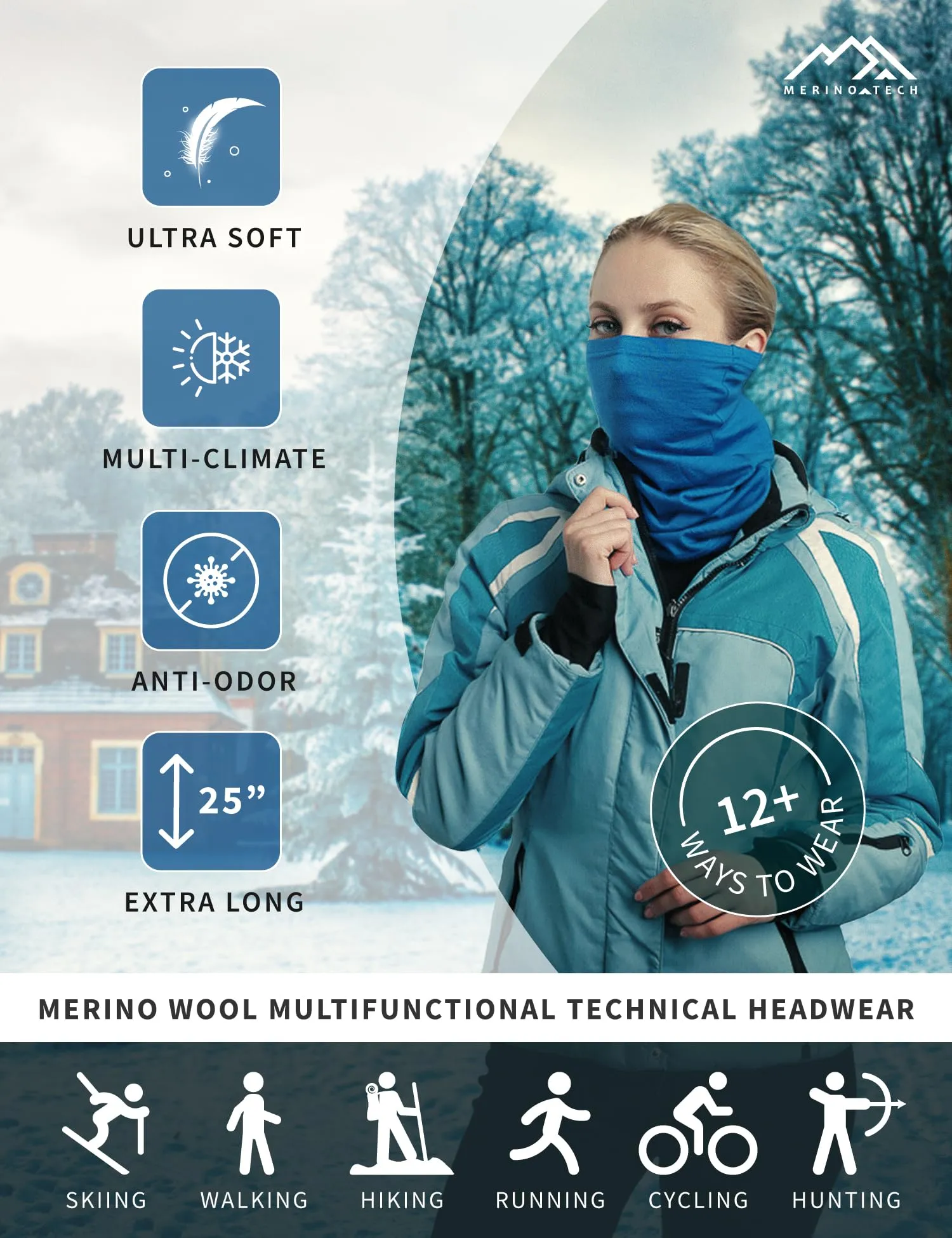 Merino.tech Scaldacollo Lana Merino - Grey Shades - immagine 6