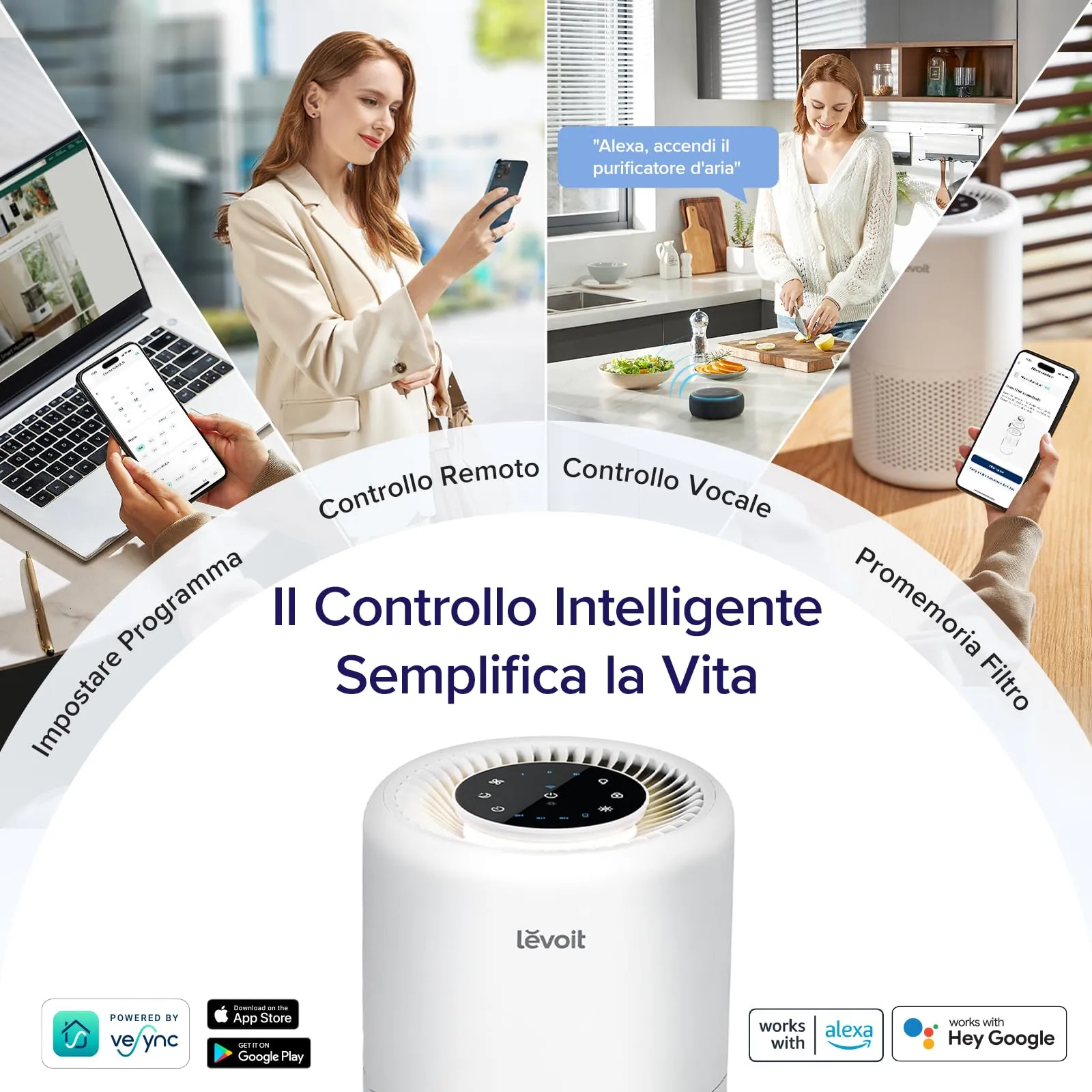 Levoit Core 200S Purificatore d'Aria Smart, APP e Alexa, fino a 35m² - immagine 2