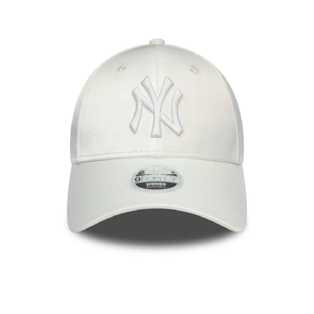 New Era New York Yankees MLB 9Forty Adjustable Women's Satin Cap - White - immagine 3