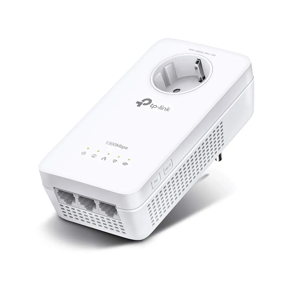 TP-Link TL-WPA8631P Powerline Extender Solo AV1300 Wi-Fi AC1200 with Schuko Passthrough Socket, 3 Gigabit Ports - immagine 1
