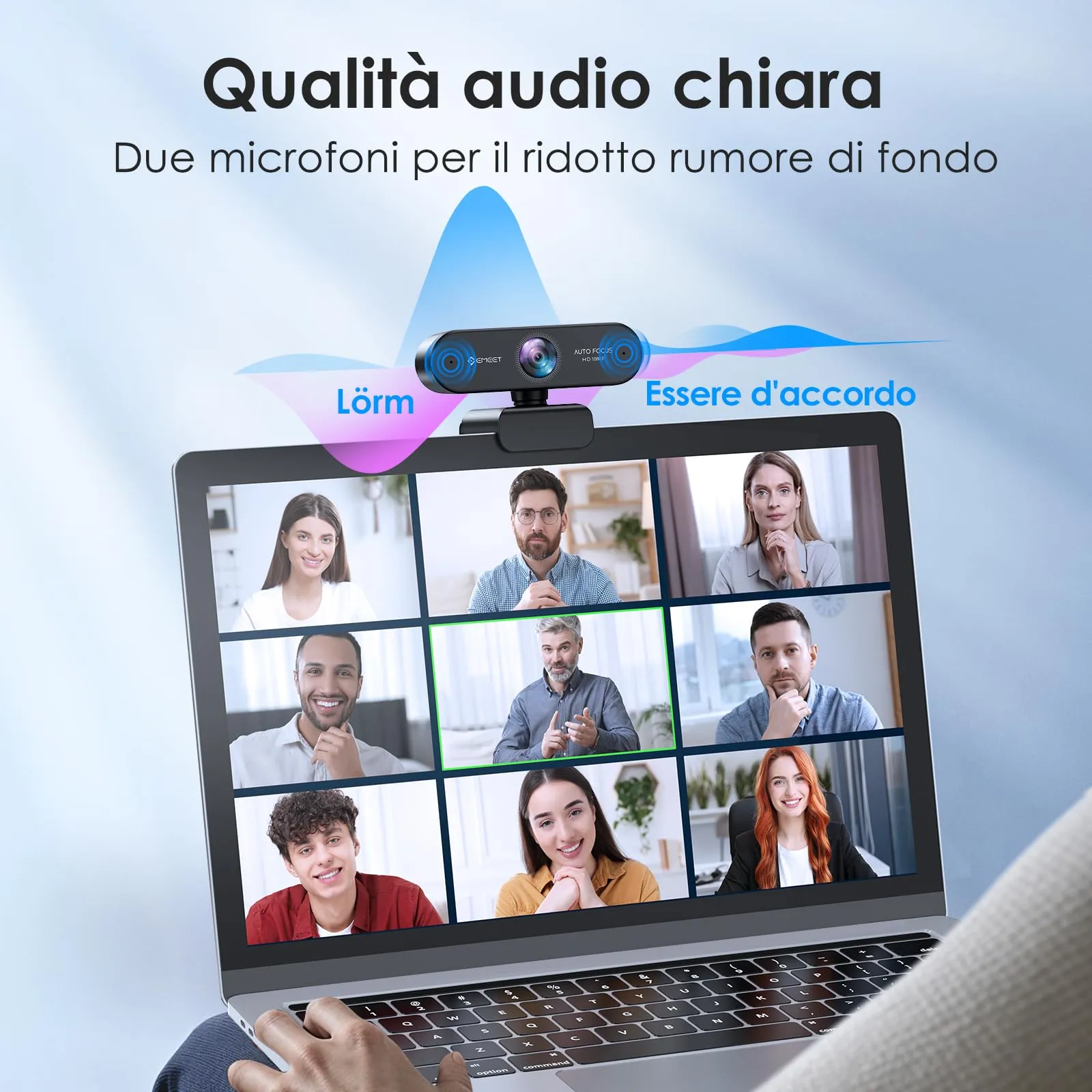 EMEET NOVA Webcam 1080P Full HD, Autofocus, 73° Wide Angle, Dual Microphones, Noise Reduction, Light Correction for PC, Linux, Mac OS - immagine 5