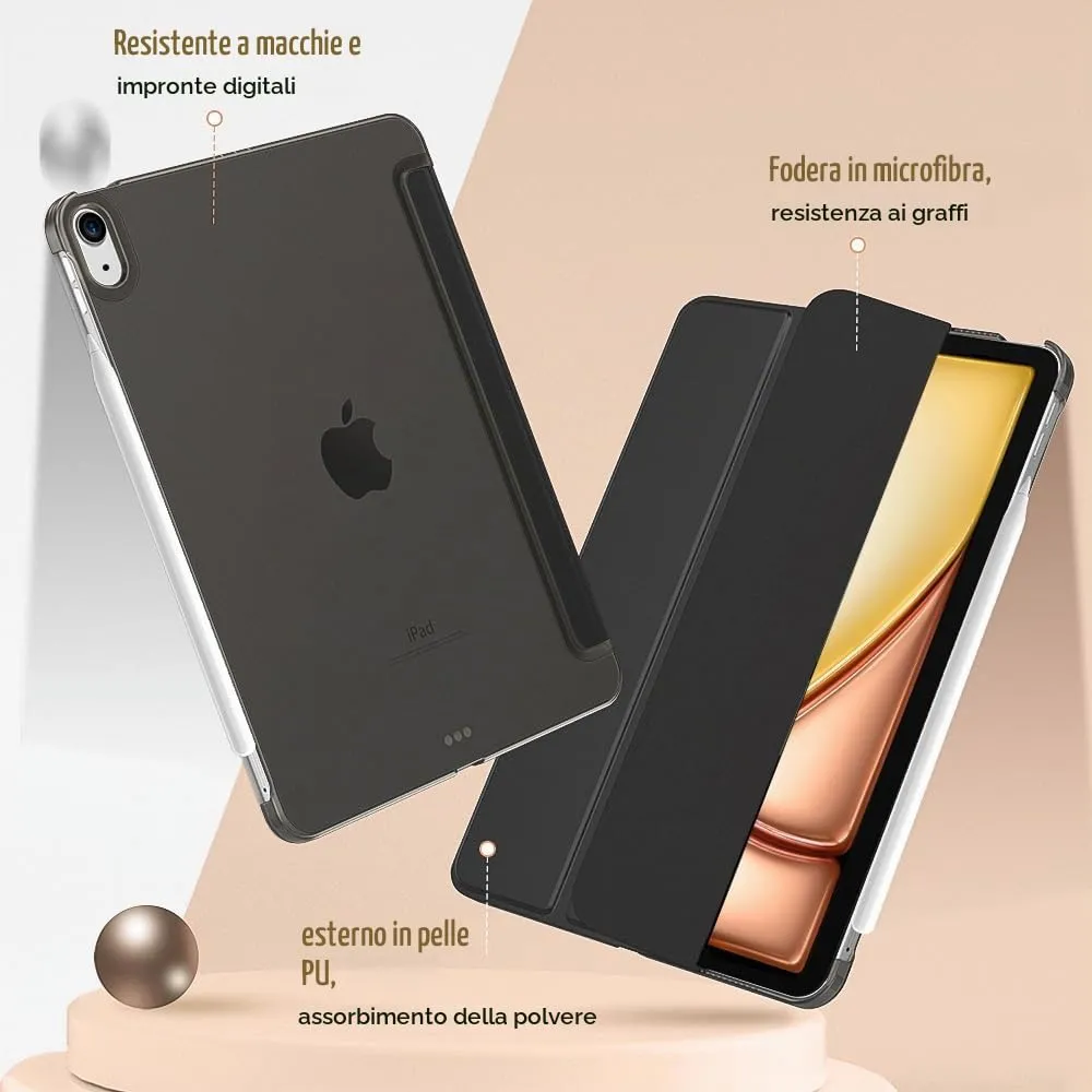 TiMOVO Cover per iPad Air 11" M4/M3/M2, Air 5a/4a Gen 10.9", Nero - immagine 4