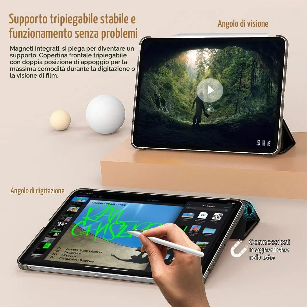 TiMOVO Cover per iPad Air 11" M4/M3/M2, Air 5a/4a Gen 10.9", Nero - immagine 6