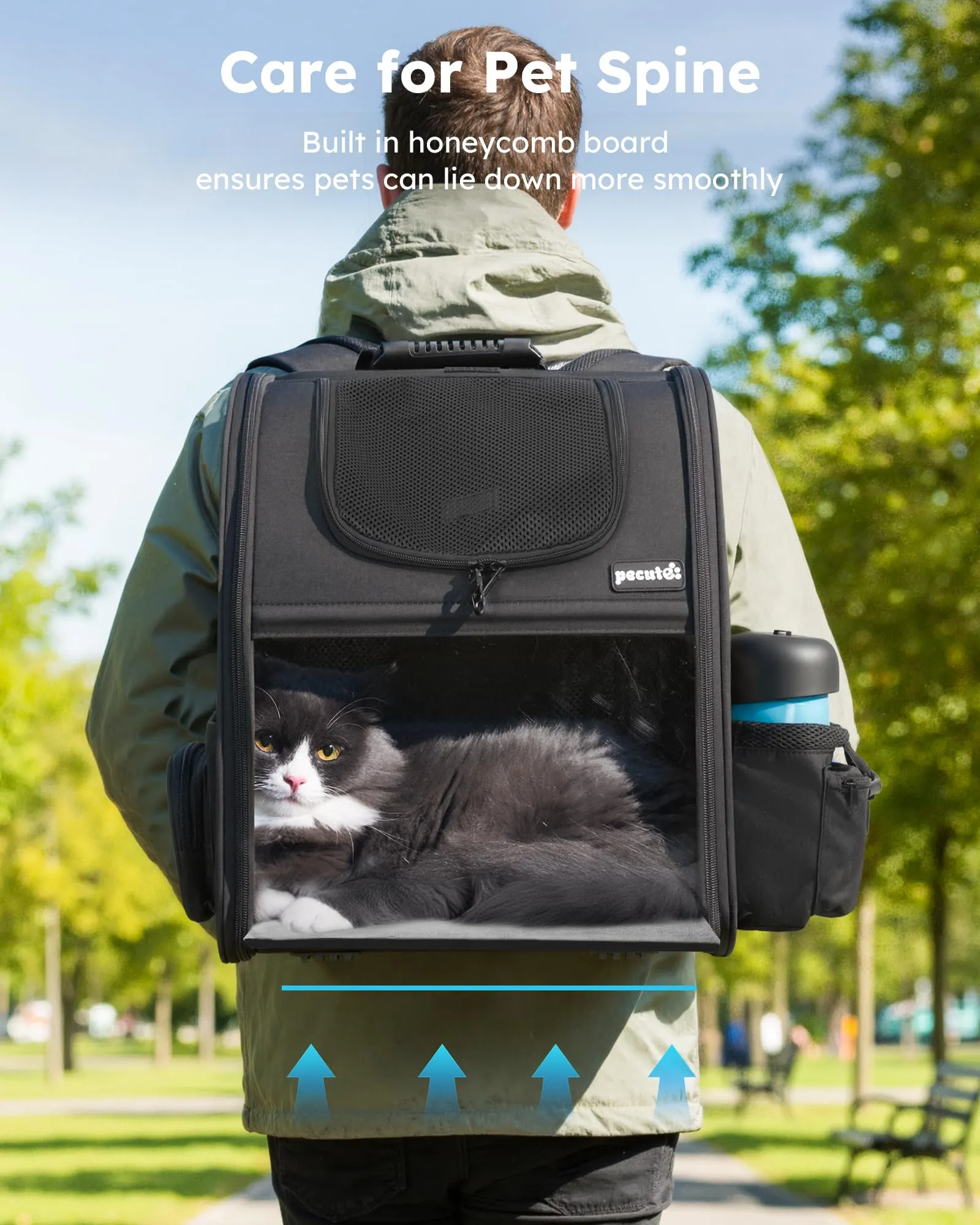 Pecute Zaino Porta Animali Estensibile per Cani di Piccola Taglia e Gatti, Trasportino Portatile PC-PCB06 - immagine 7