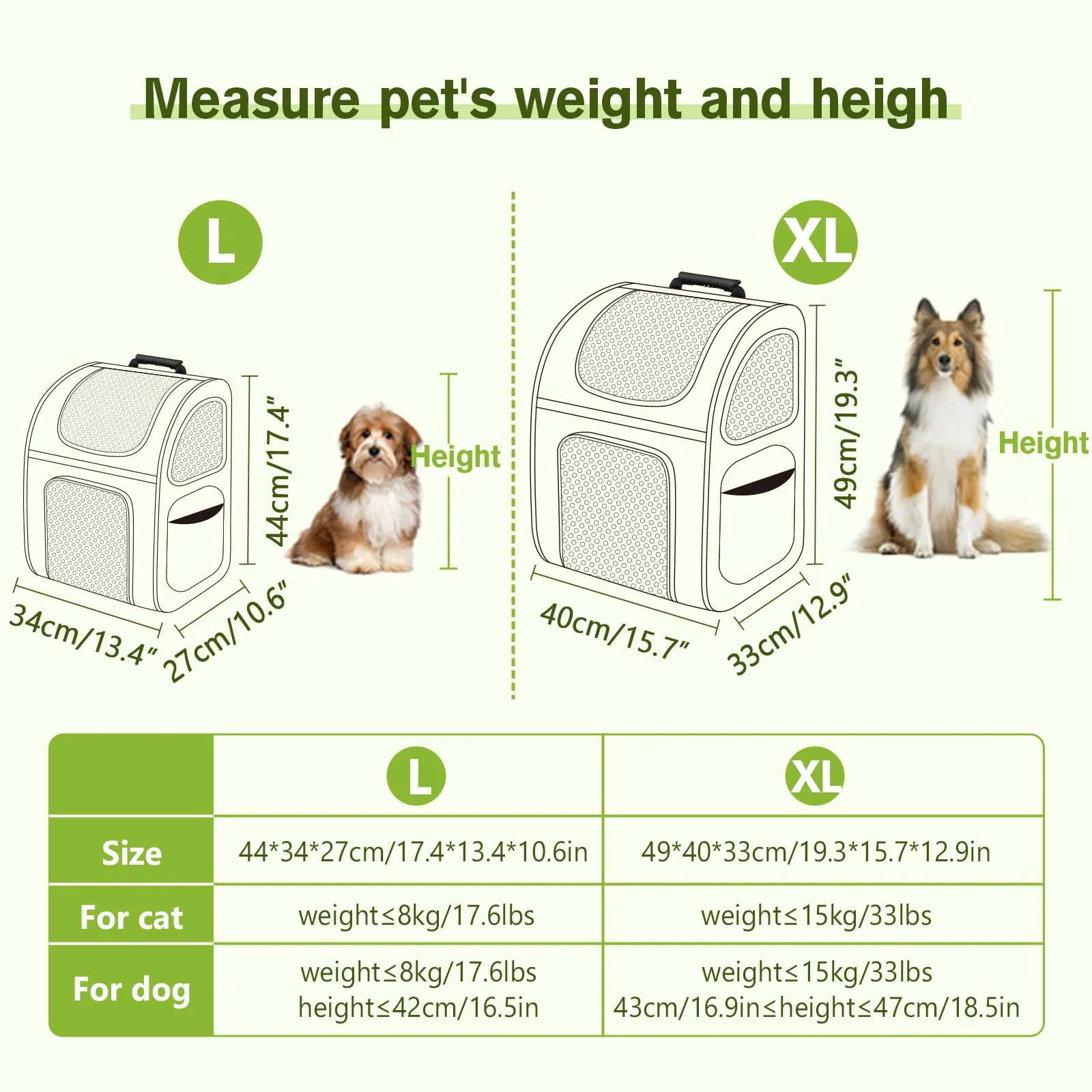 Pecute Zaino per Cani e Gatti Estensibile, Trasportino Portatile PSM-06M - immagine 2